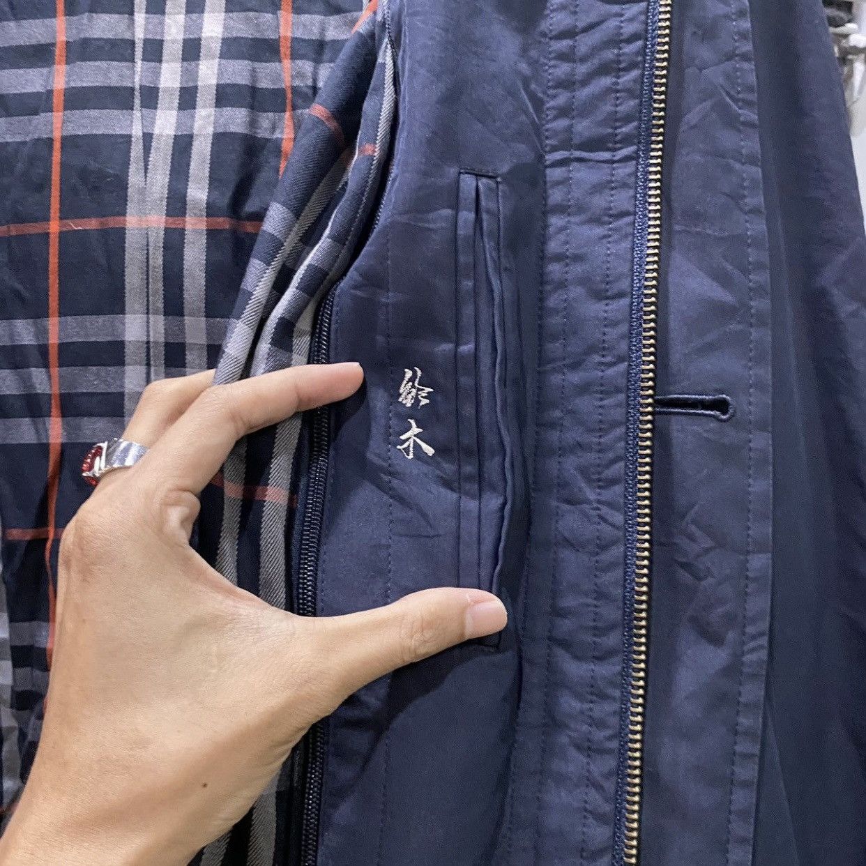 Burberry Vintage Burberrys Navy Nova Check Lining Field Coat Jacket Size US M / EU 48-50 / 2 - 17 Thumbnail