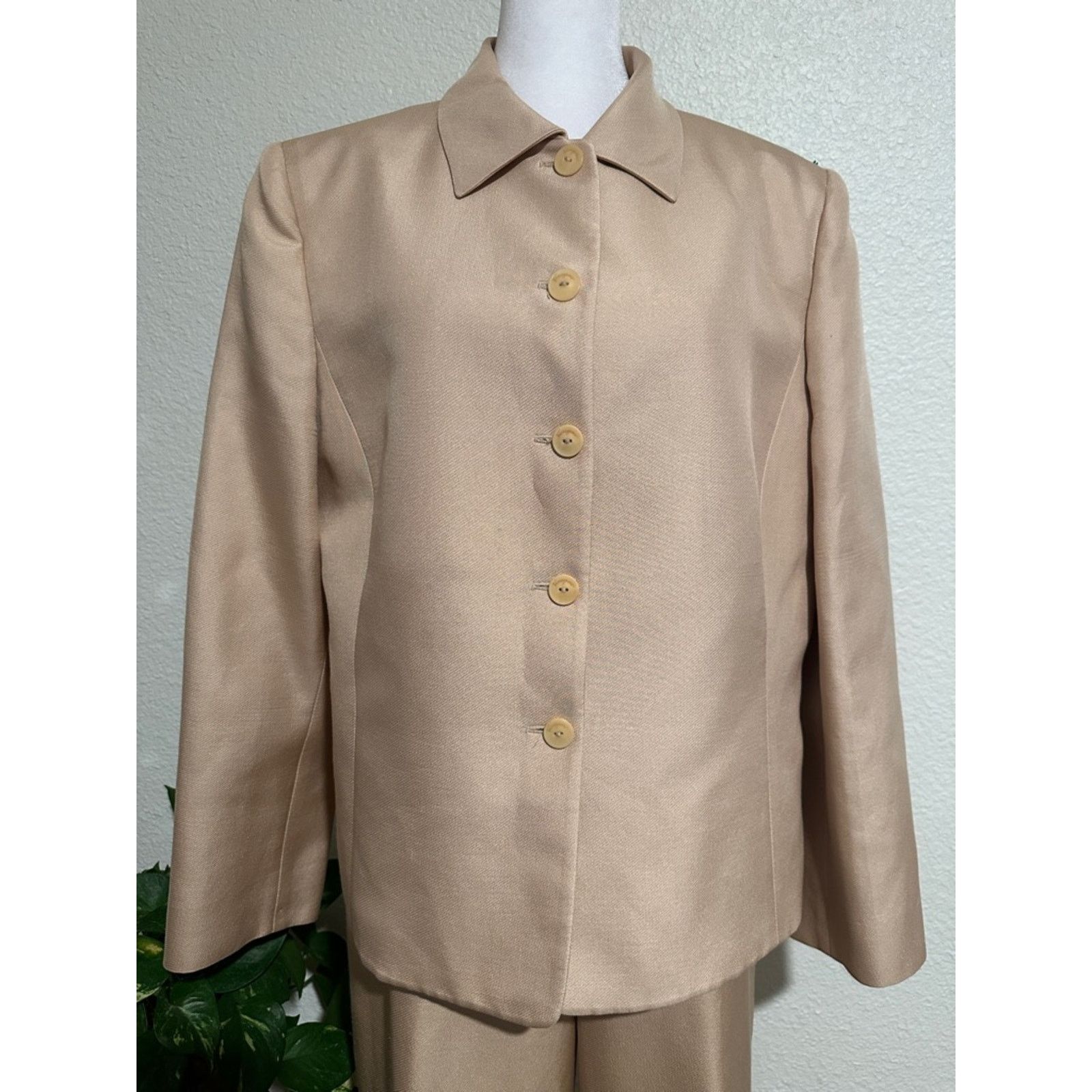 Salvatore Ferragamo SALVATORE FERRAGAMO Vintage 90’s Silk Pantsuit Tan 14 Size XL / US 12-14 / IT 48-50 - 4 Thumbnail
