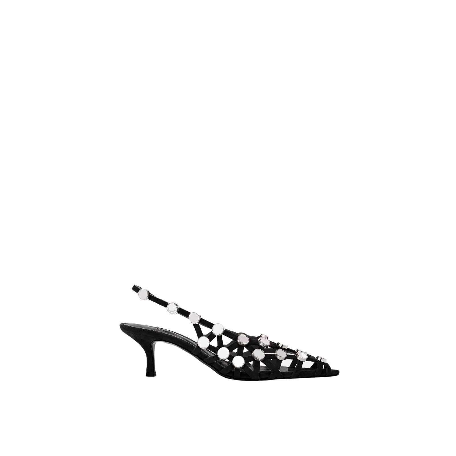 THE ATTICO Grid $1310 Black Suede 50mm Slingback Pumps New A