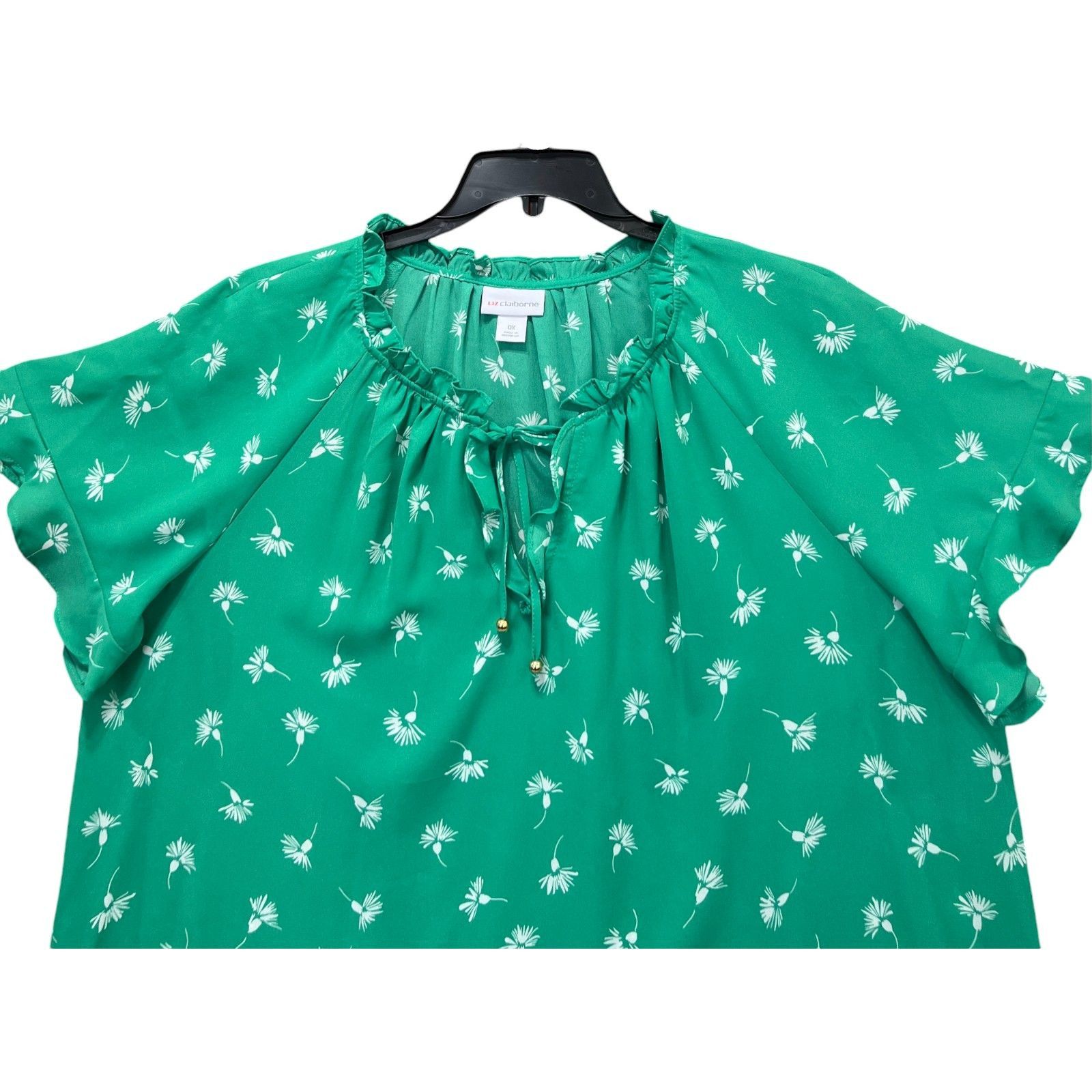 Other Liz Claiborne - Women's Plus Size Short Sleeve Open Neck Bow Size XS / US 0-2 / IT 36-38 - 15 Thumbnail