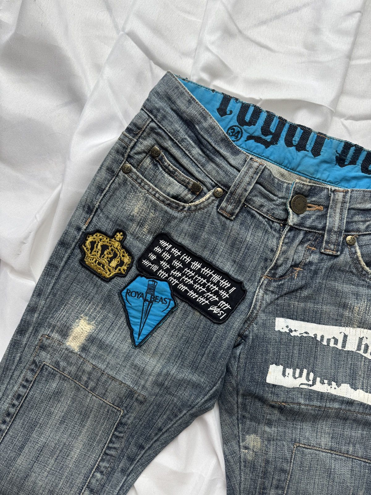 Hysteric Glamour Royal Beast Low Rise Y2K Washed Bootcut Jeans Size 27" / US 4 / IT 40 - 5 Thumbnail