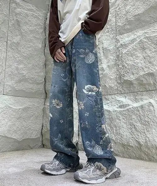 Jean Fashion Floral Printed Jeans Size US 26 / EU 42 - 4 Thumbnail