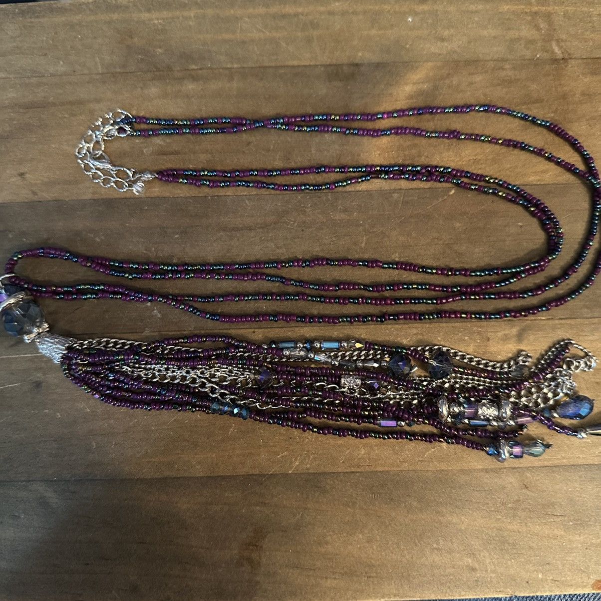 Other Long colorful seed bead Aurora Borealis tassel necklace Size ONE SIZE - 2 Thumbnail