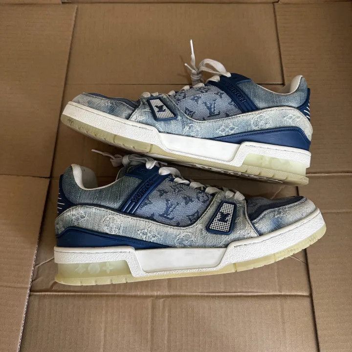 Louis Vuitton Louis Vuitton Blue Denim Low-Top Trainers -2508 Size US 7.5 / EU 40-41 - 7 Thumbnail