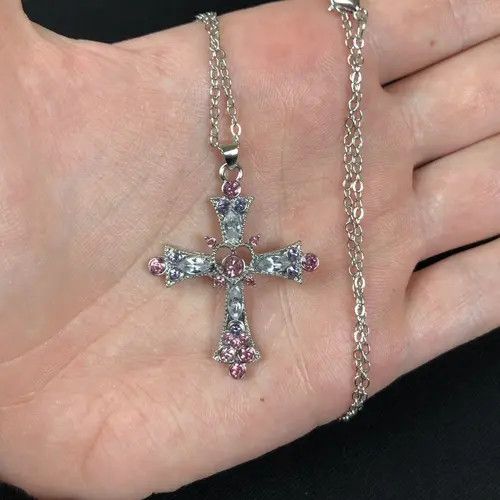 Jewelry Komuro x Misao Y2K Cross Necklace Punk Gothic Crystal Chain Size ONE SIZE - 4 Thumbnail