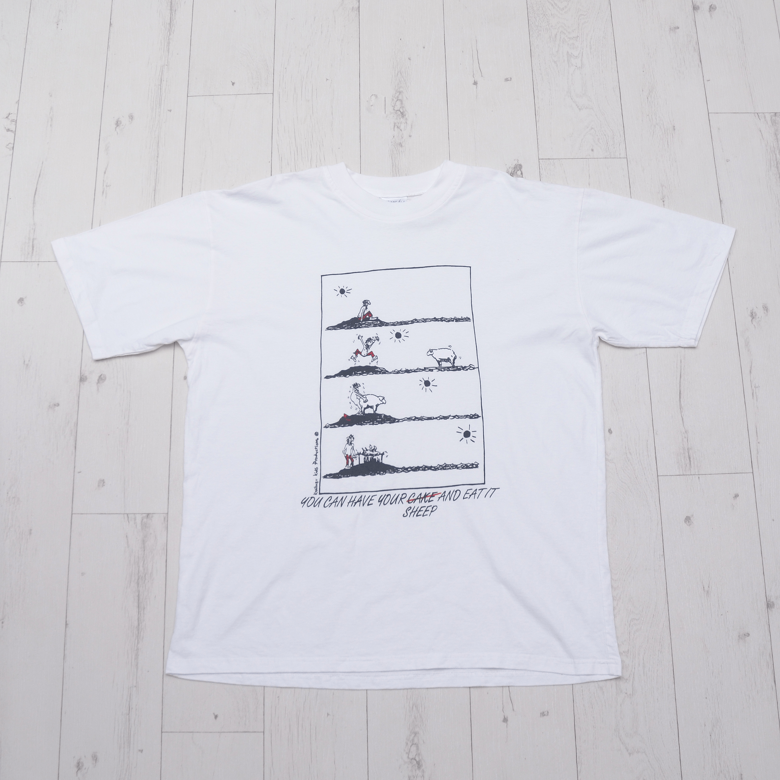 Vintage Kushner Production Crazy T-shirt Sex Humor Tee made Africa Size US L / EU 52-54 / 3 - 1 Thumbnail