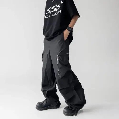 Japanese Brand Baggy Cargo Pants Straight Casual Harajuku Y2K Style Pockets Size US 34 / EU 50 - 4 Thumbnail