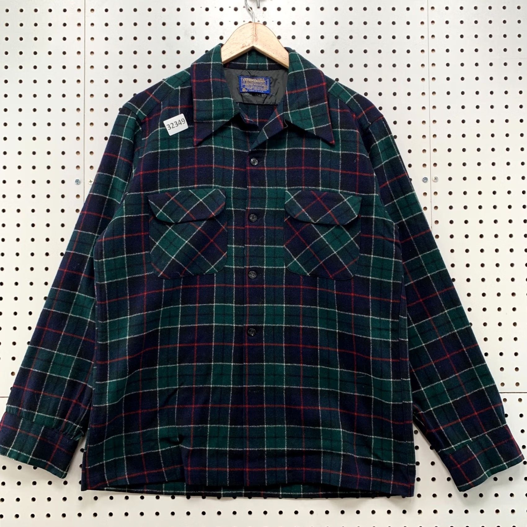 Pendleton VINTAGE 70s Pendleton Wool Board Shirt Green Tartan Plaid Button Loop USA M Mens Size US M / EU 48-50 / 2 - 2 Thumbnail