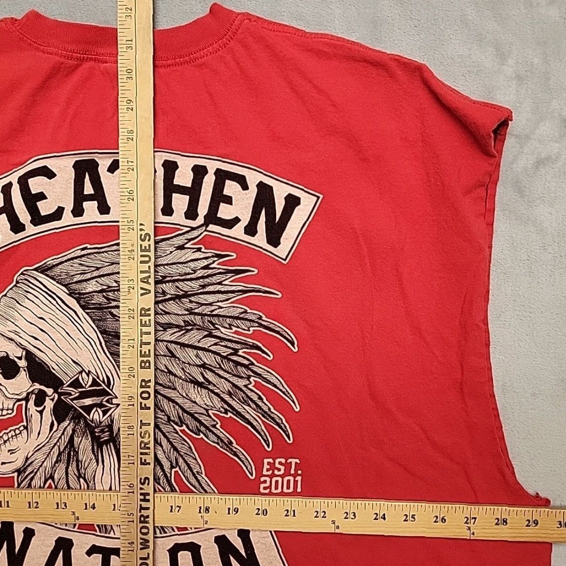 Vintage VTG Heathen Nation Shirt Men 4XL Red Skull Cutoff Biker Motorcycle Graphic Tee Shirt Size US XXL / EU 58 / 5 - 8 Thumbnail