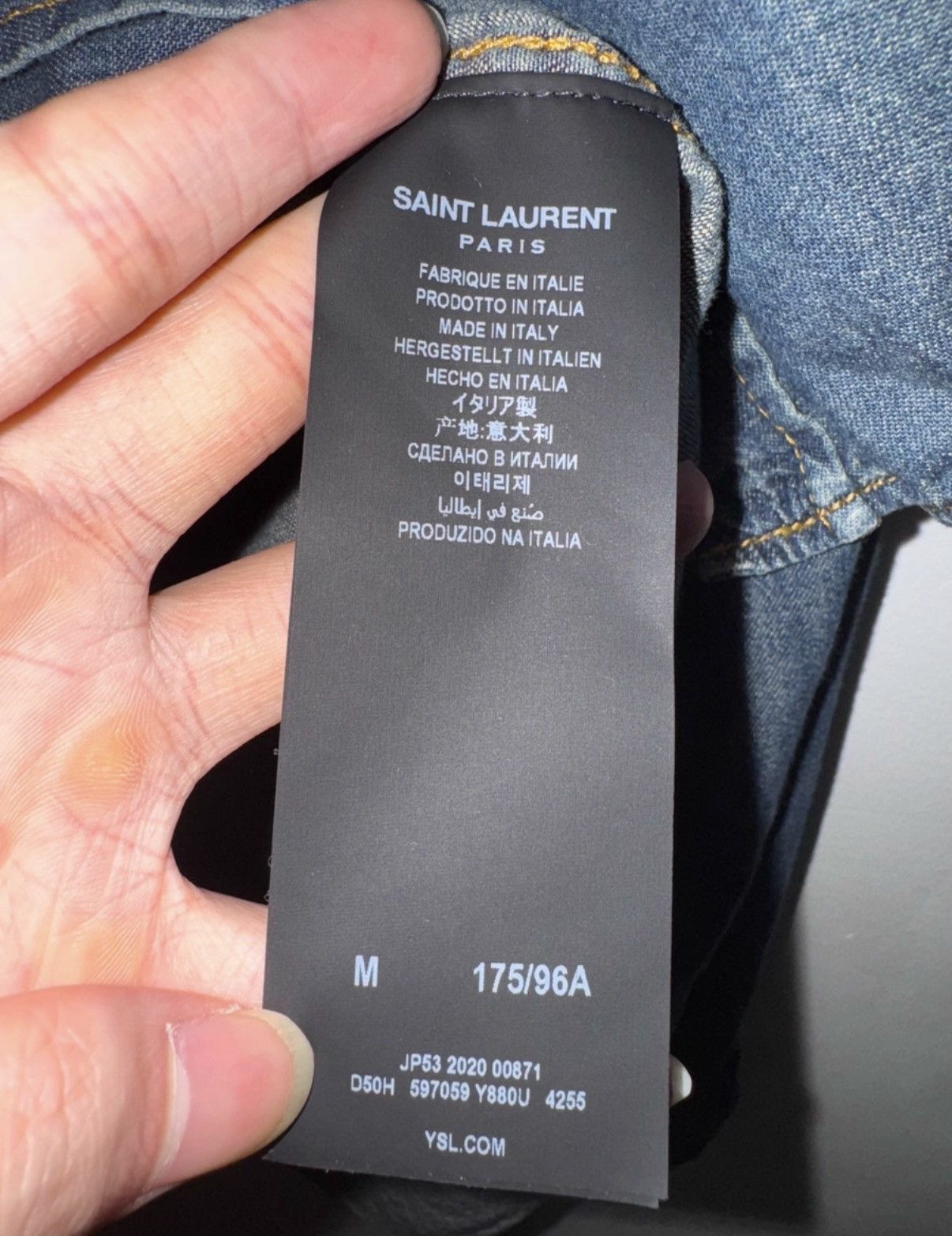 Saint Laurent Paris Saint Laurent Dark Blue Cat's Eye Double-Pocket Denim Shirt Size US M / EU 48-50 / 2 - 5 Thumbnail