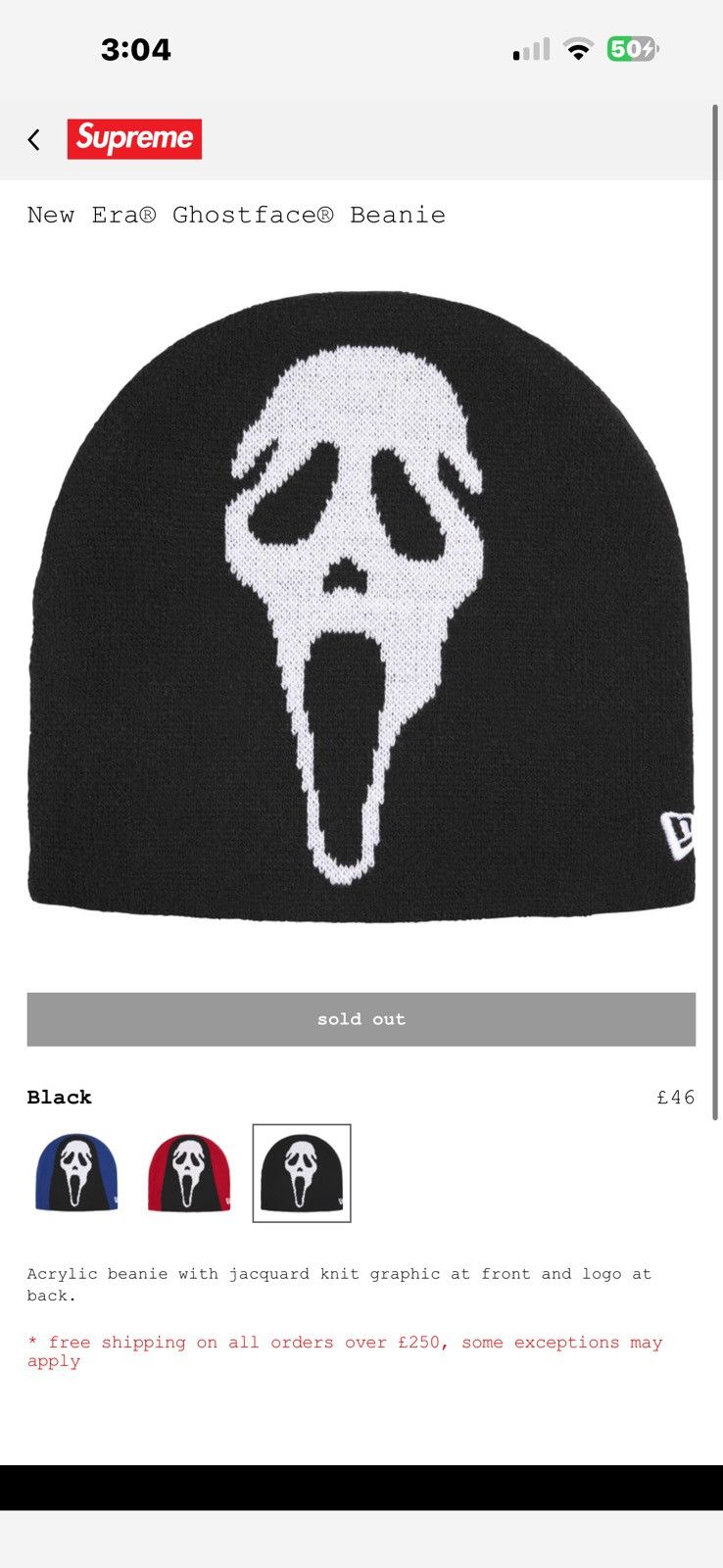 Supreme Supreme New Era® Ghostface® / Scream Beanie Size ONE SIZE - 6 Thumbnail