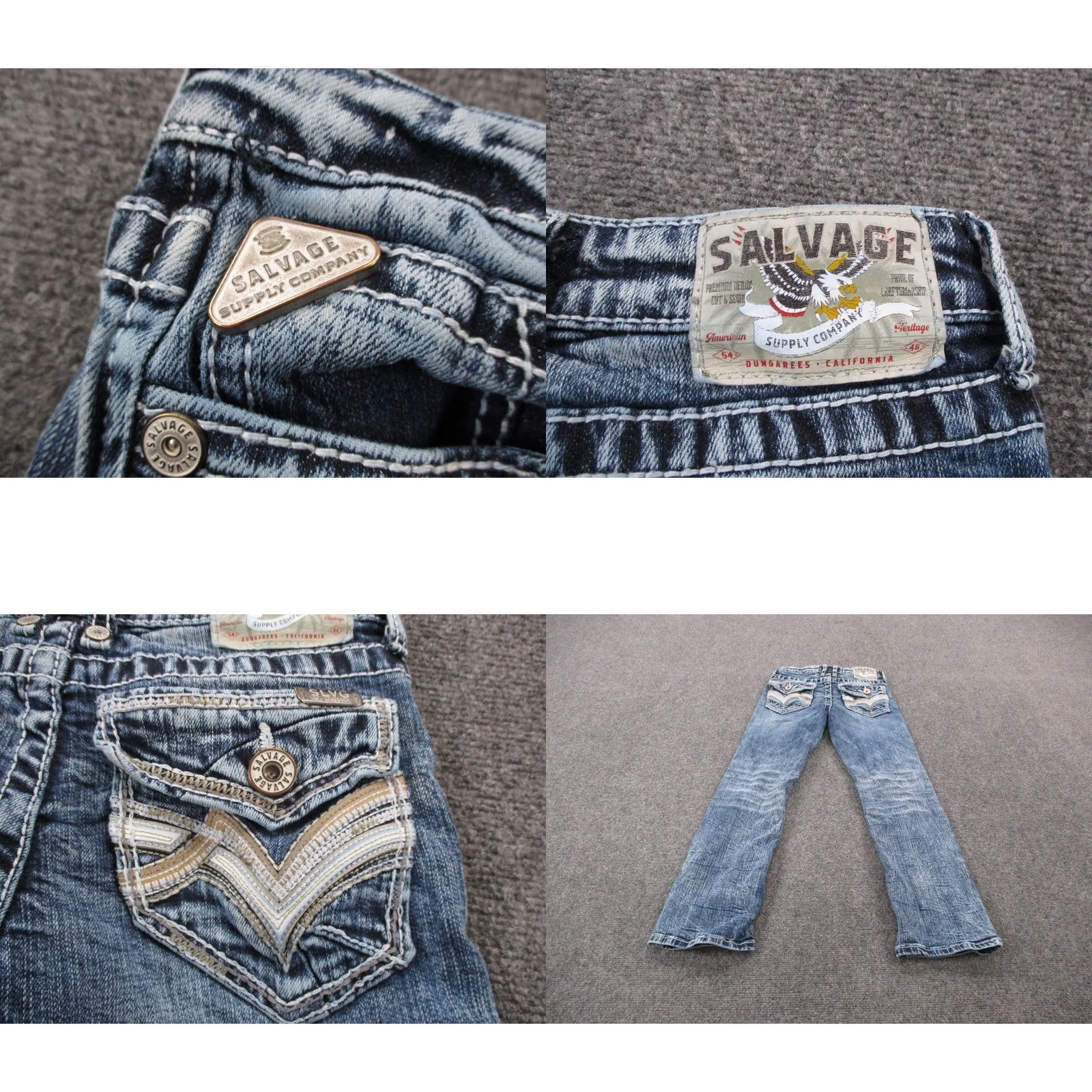 Vintage Salvage Buckle Jeans Women 12 Blue Denim Mayhem Straight Faded Stretch Size 26" / US 2 / IT 38 - 9 Thumbnail