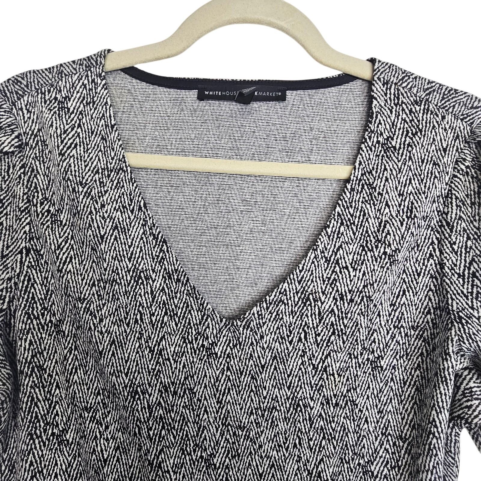 White House Black Market White House Black Market Black White Ruched Sleeve Womens M Size M / US 6-8 / IT 42-44 - 2 Thumbnail