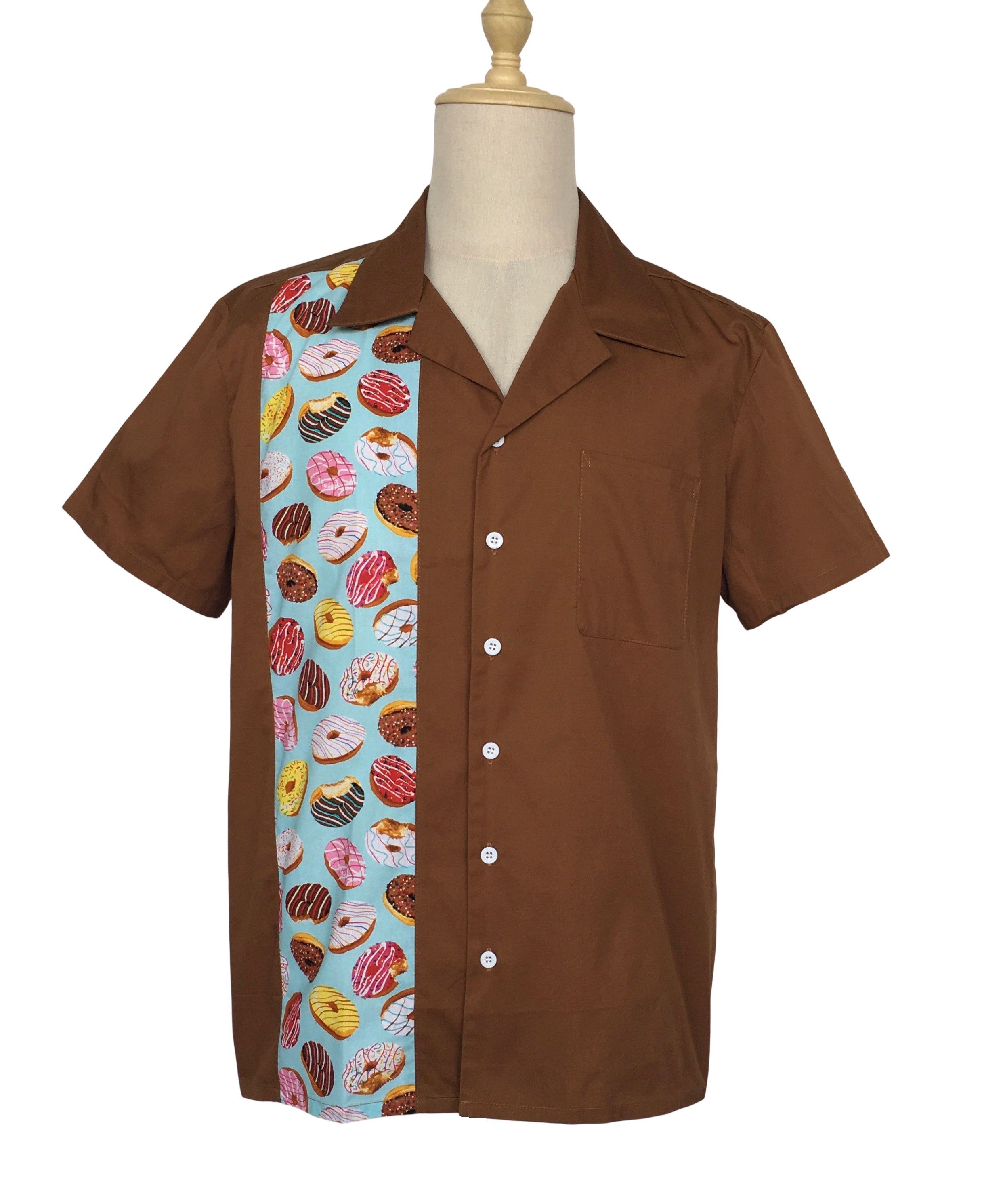 Other Men's Retro Style Doughnut Pattern Brown Shirts Size US XXL / EU 58 / 5 - 1 Thumbnail