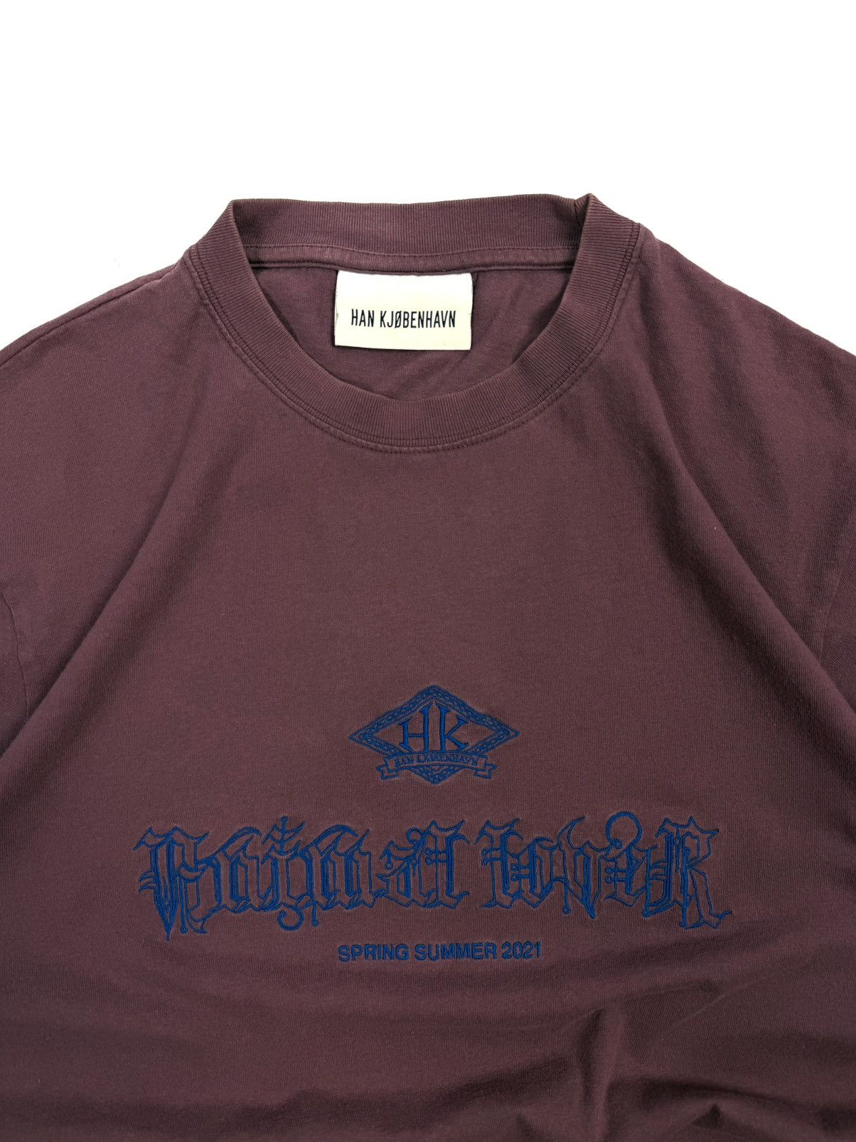 Han Kjobenhavn Han Kjobenhavn SS21 Gothic Embroidered Logo Tee Burgundy Size US L / EU 52-54 / 3 - 6 Thumbnail