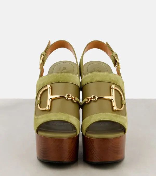 Gucci o1loc1c0426 834420 Women's Platform Sandals With Horsebit Size US 11 / IT 41 - 5 Thumbnail