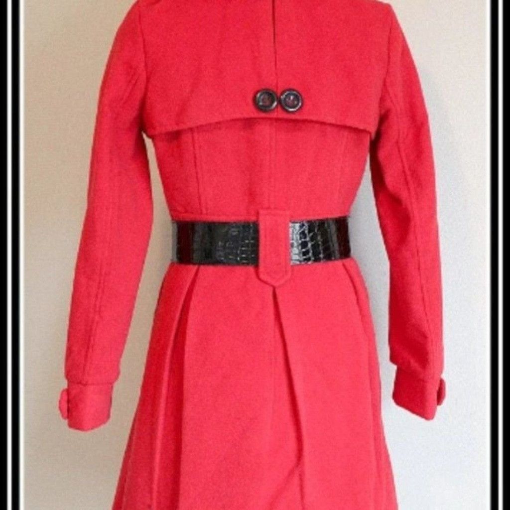 Handmade BNWT 40s Replica Womens Black Red Womens Trench Coat Jacket Size S / US 4 / IT 40 - 5 Thumbnail