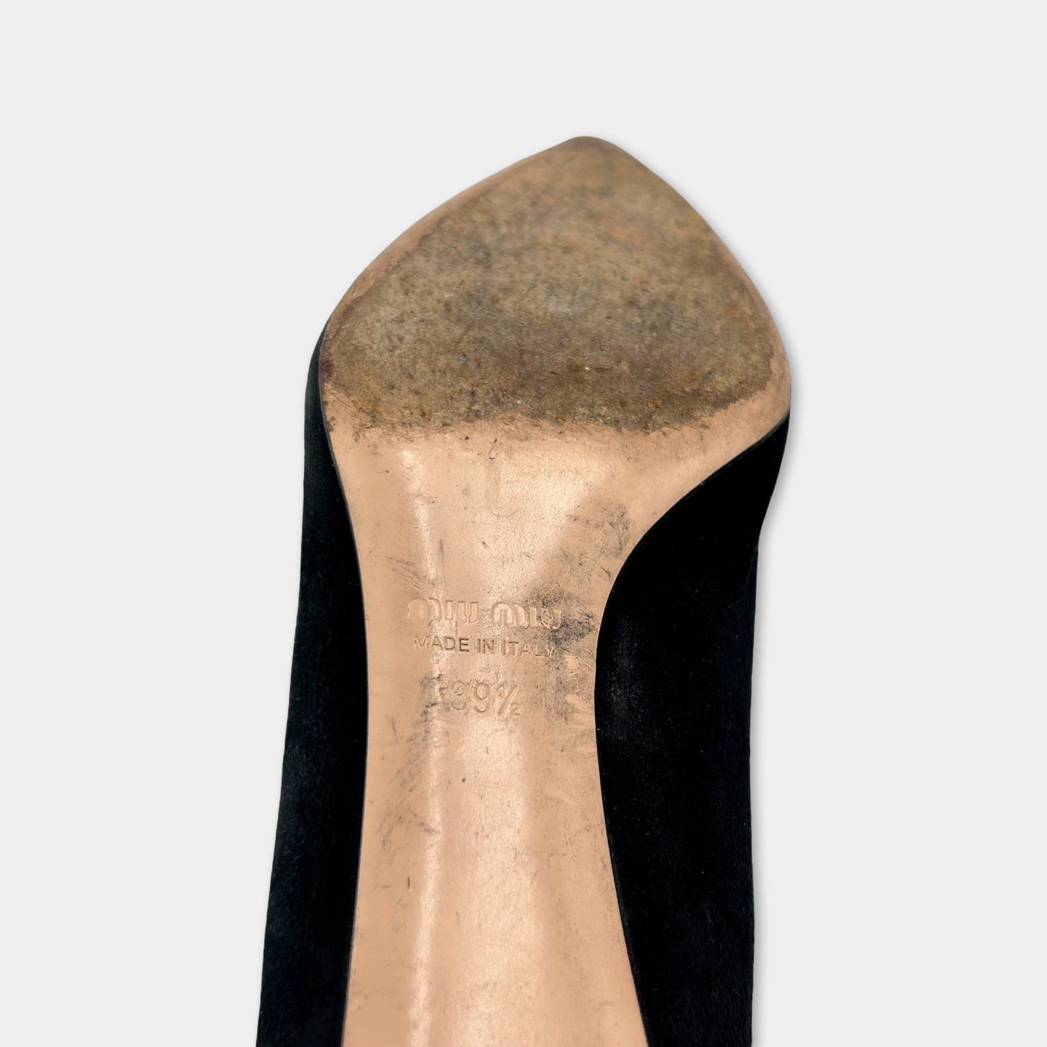 Miu Miu Miu Miu Black Suede Heels Size US 9.5 / IT 39.5 - 6 Thumbnail