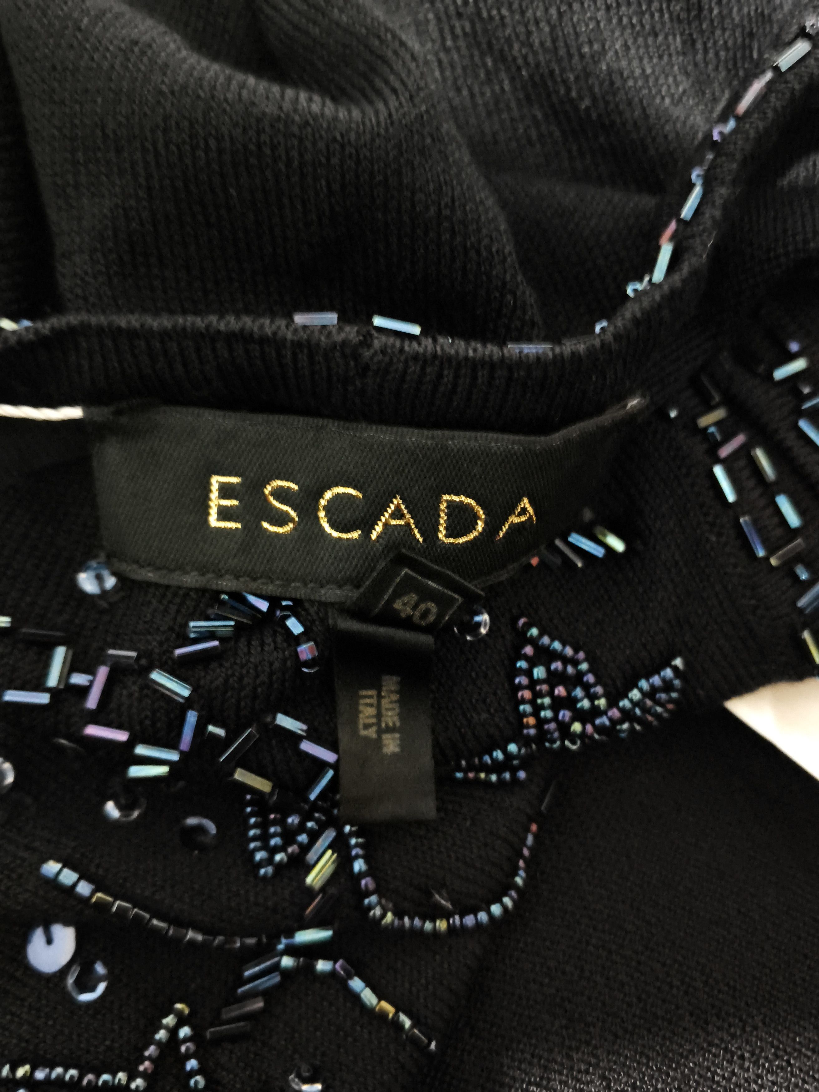 Escada Escada 90s Beaded Knit Cardigan Black Sequins Fringe Hem Size S / US 4 / IT 40 - 7 Thumbnail