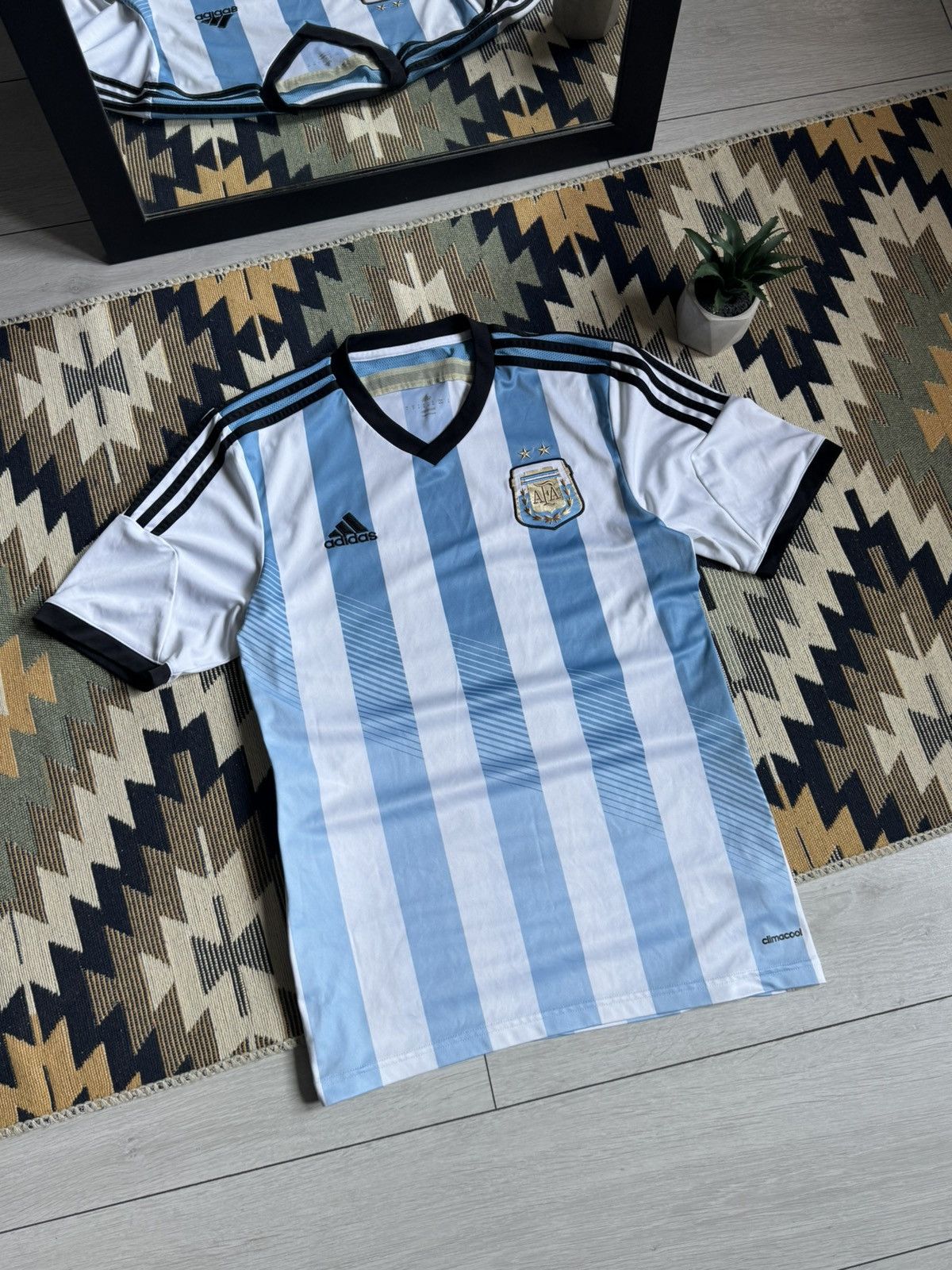 Adidas Vintage Adidas Argentina 2013/15 Blockcore Home Jersey Size US M / EU 48-50 / 2 - 2 Thumbnail