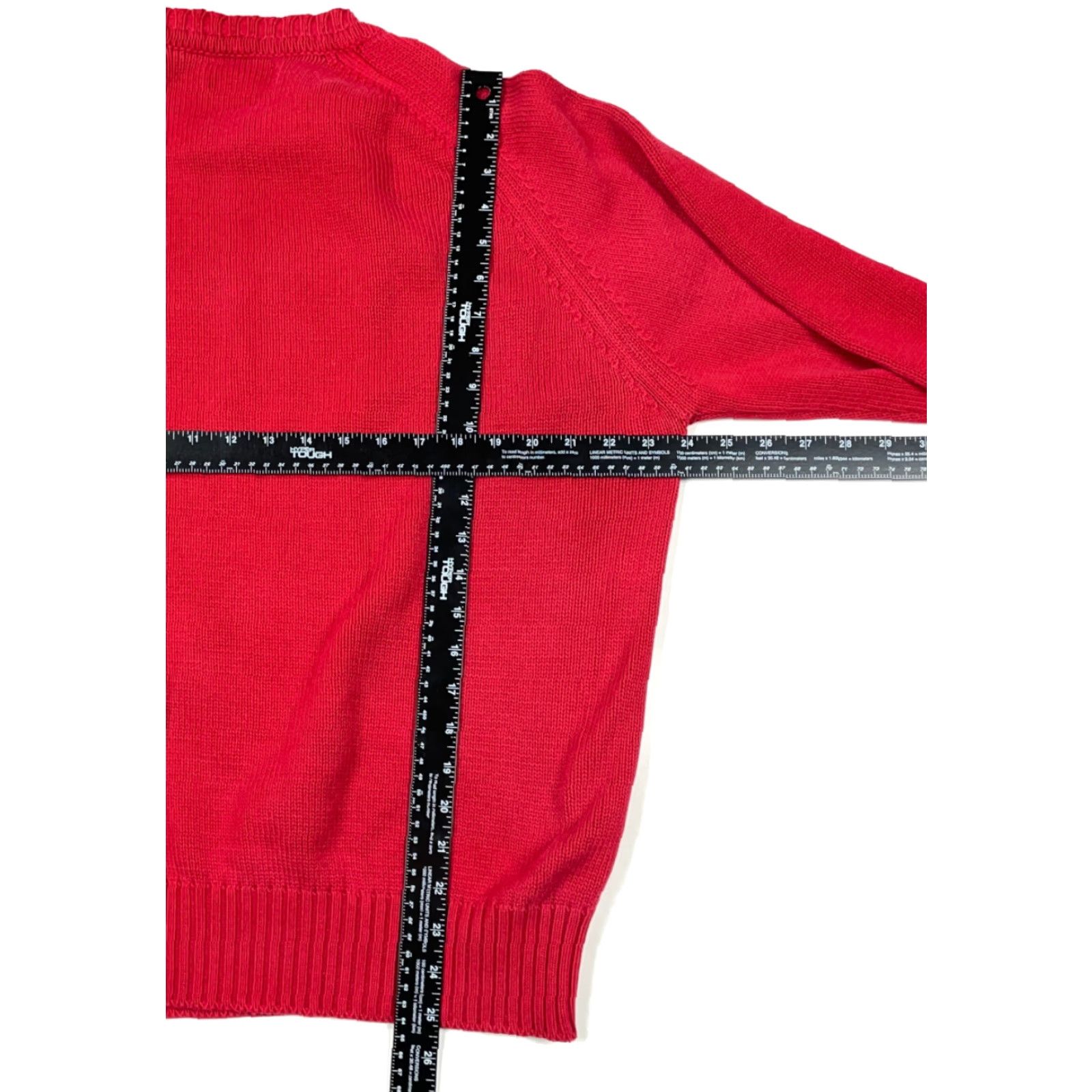 Lands' End VINTAGE Lands' End Red Heavyweight Cotton Sweater Adult Large Crew Neck Preppy Knit 90s Mens Size US L / EU 52-54 / 3 - 5 Thumbnail