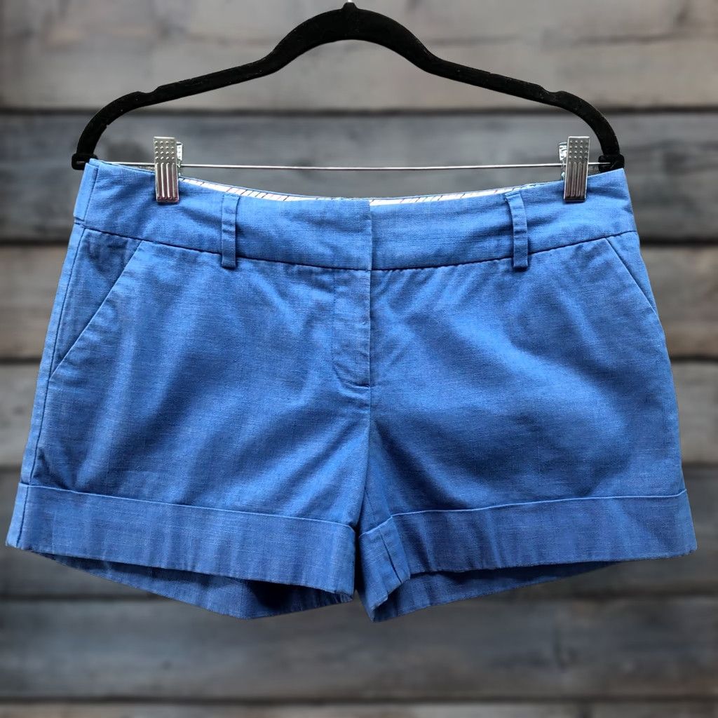 Vintage Sportsgirl Low Rise Chino Shorts Womens 10 Blue Cuffed Stretch Chino Pants Shorts Casual Womens 10 Blue Size 32" / US 10 / IT 46 - 1 Thumbnail