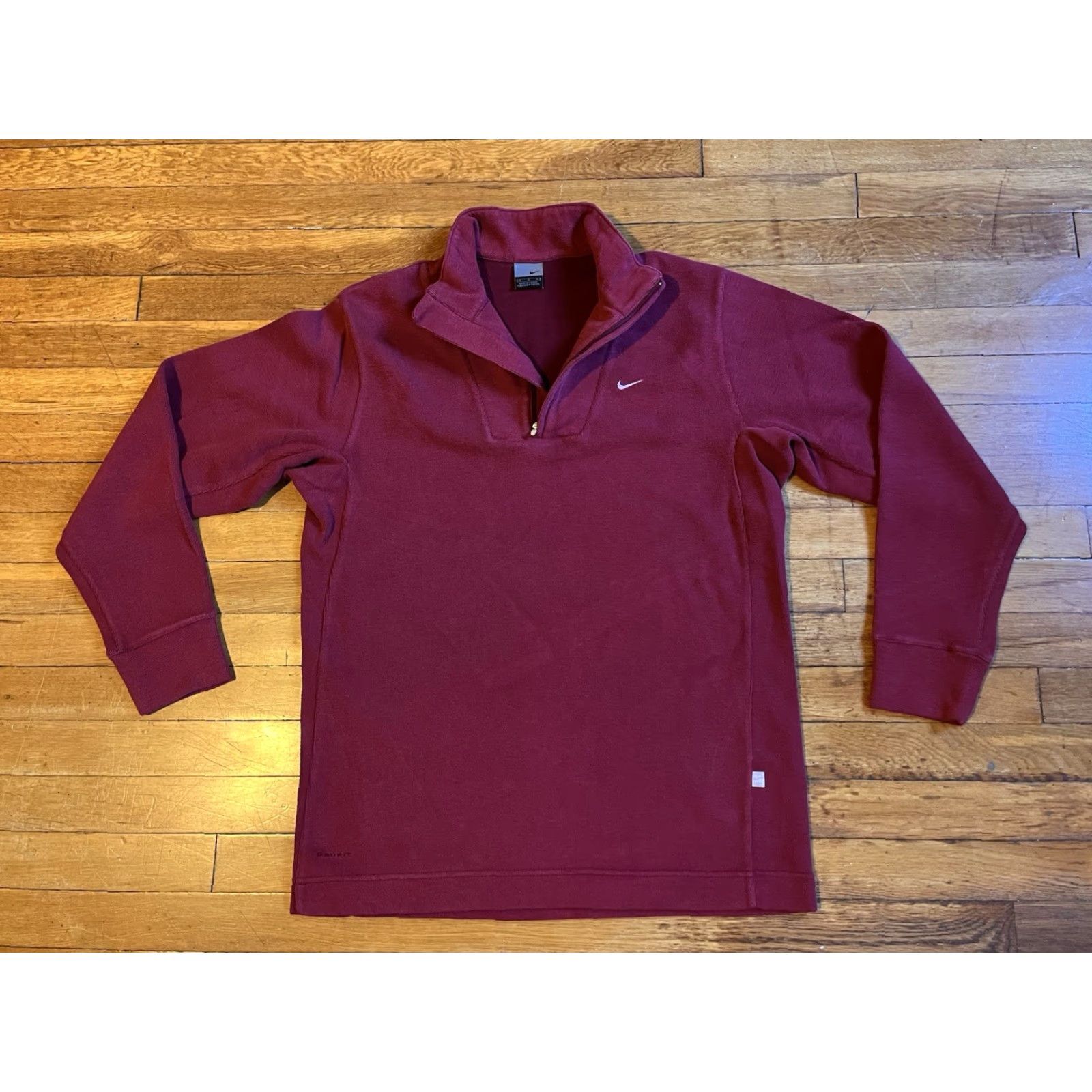 Nike VINTAGE Nike Tennis 1/4 Zip Sweater Mens M Maroon 90s Sports Nike Shirt Long Sleeve Zip Mock Neck Fleece Cotton Blend Polyester Embroidered Logo Size US M / EU 48-50 / 2 - 5 Thumbnail