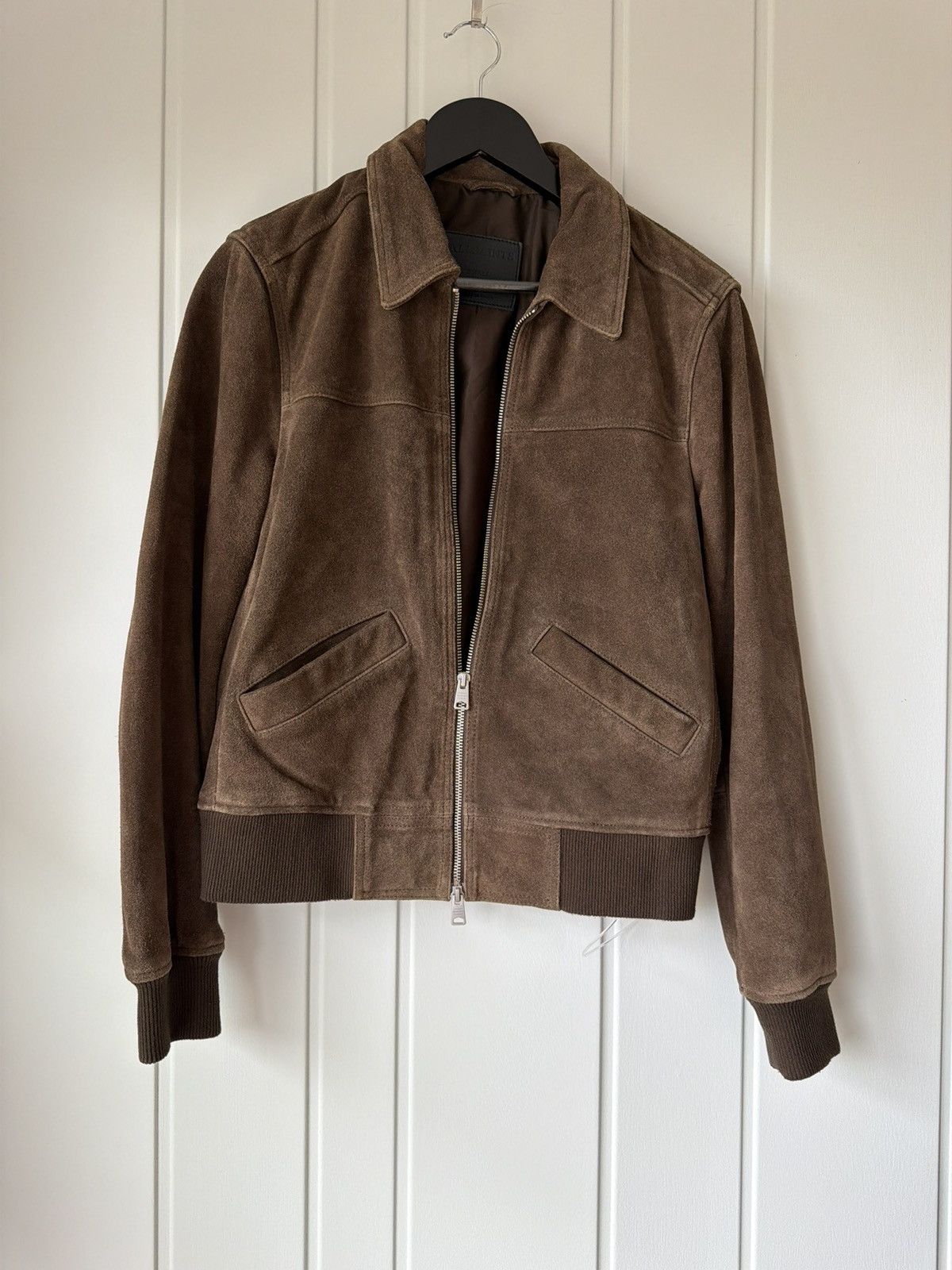 Allsaints AllSaints Suede Leather Jacket - Brown Size US S / EU 44-46 / 1 - 1 Thumbnail