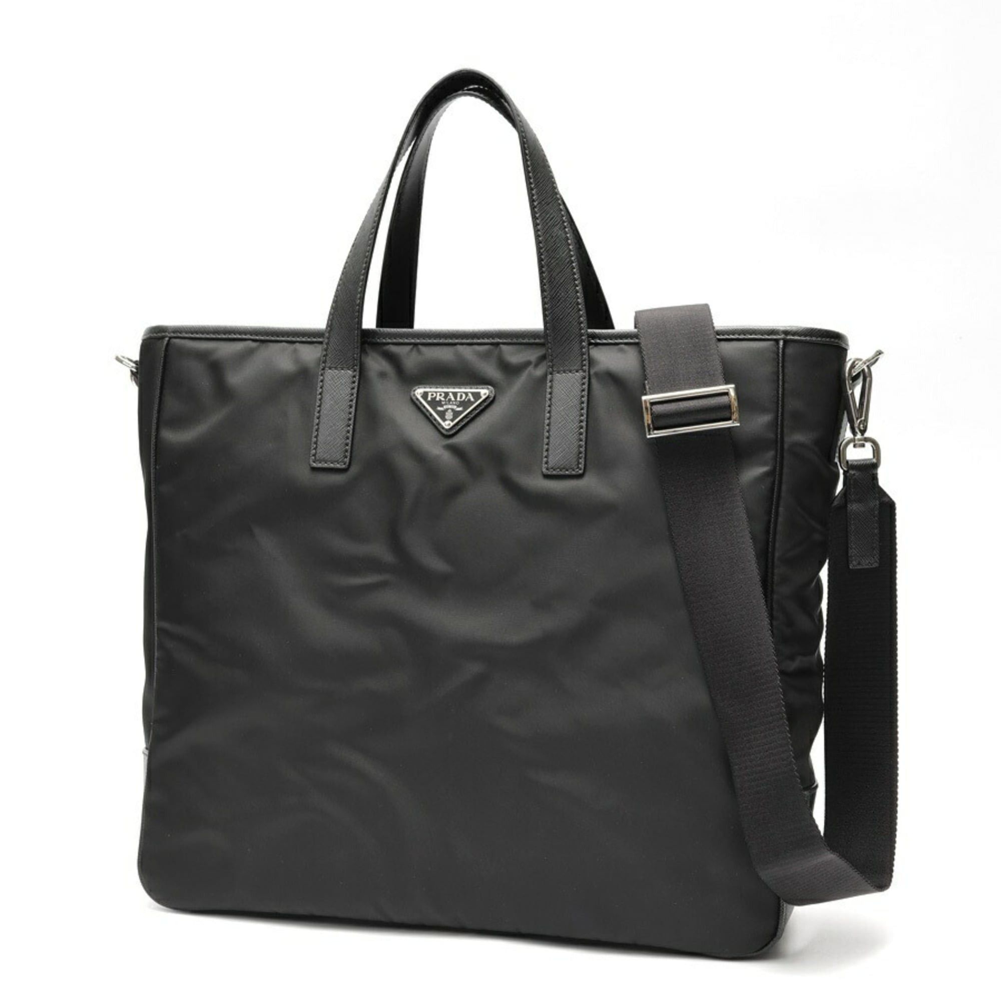 Prada Prada Tote Bag Shoulder 2VG064 Nylon Saffiano Leather Black Size ONE SIZE - 1 Thumbnail