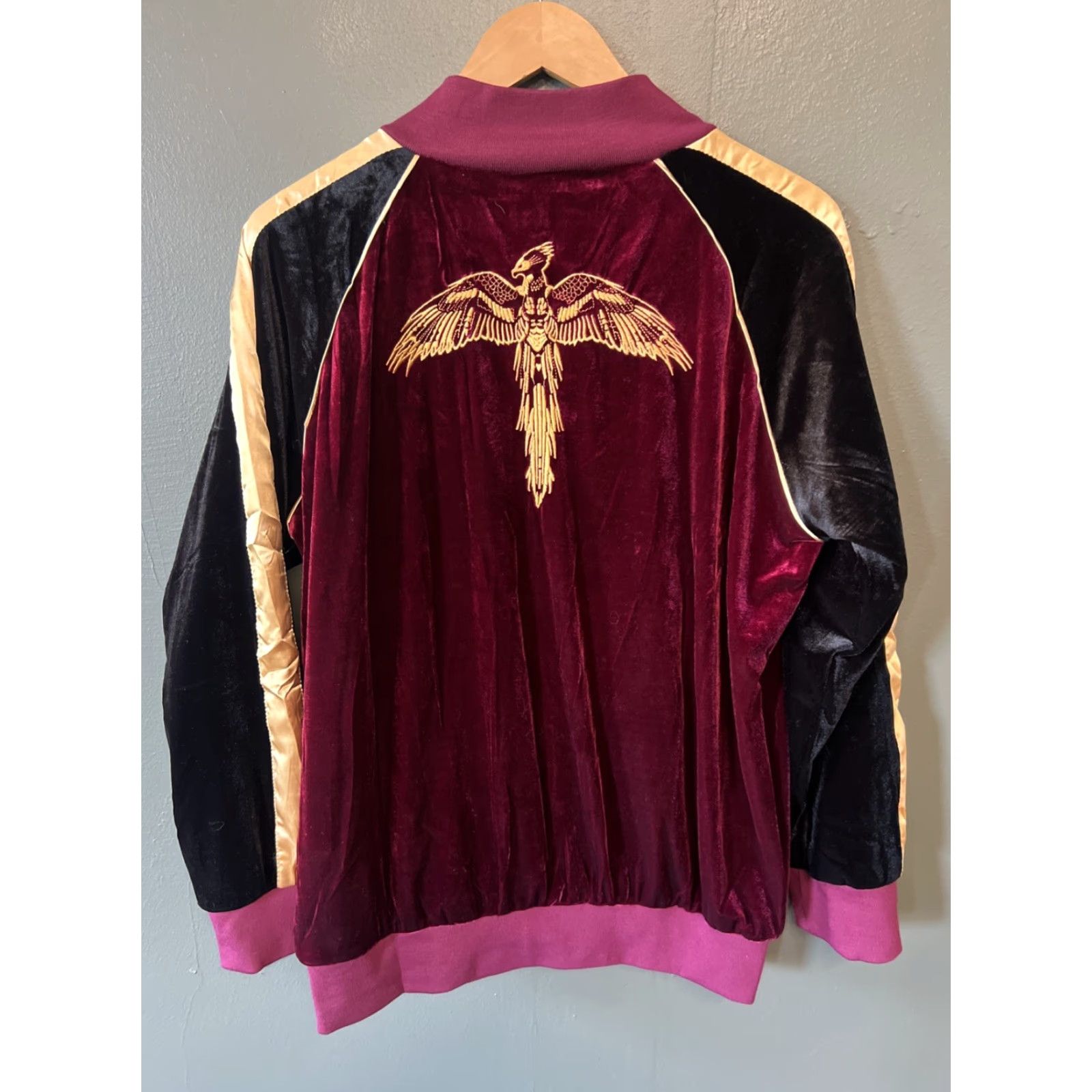 Vintage Harry Potter Jacket Womens XL Red Velvet Velour Bomber Jacket Hogwarts Wizard Jacket Size XL / US 12-14 / IT 48-50 - 5 Thumbnail