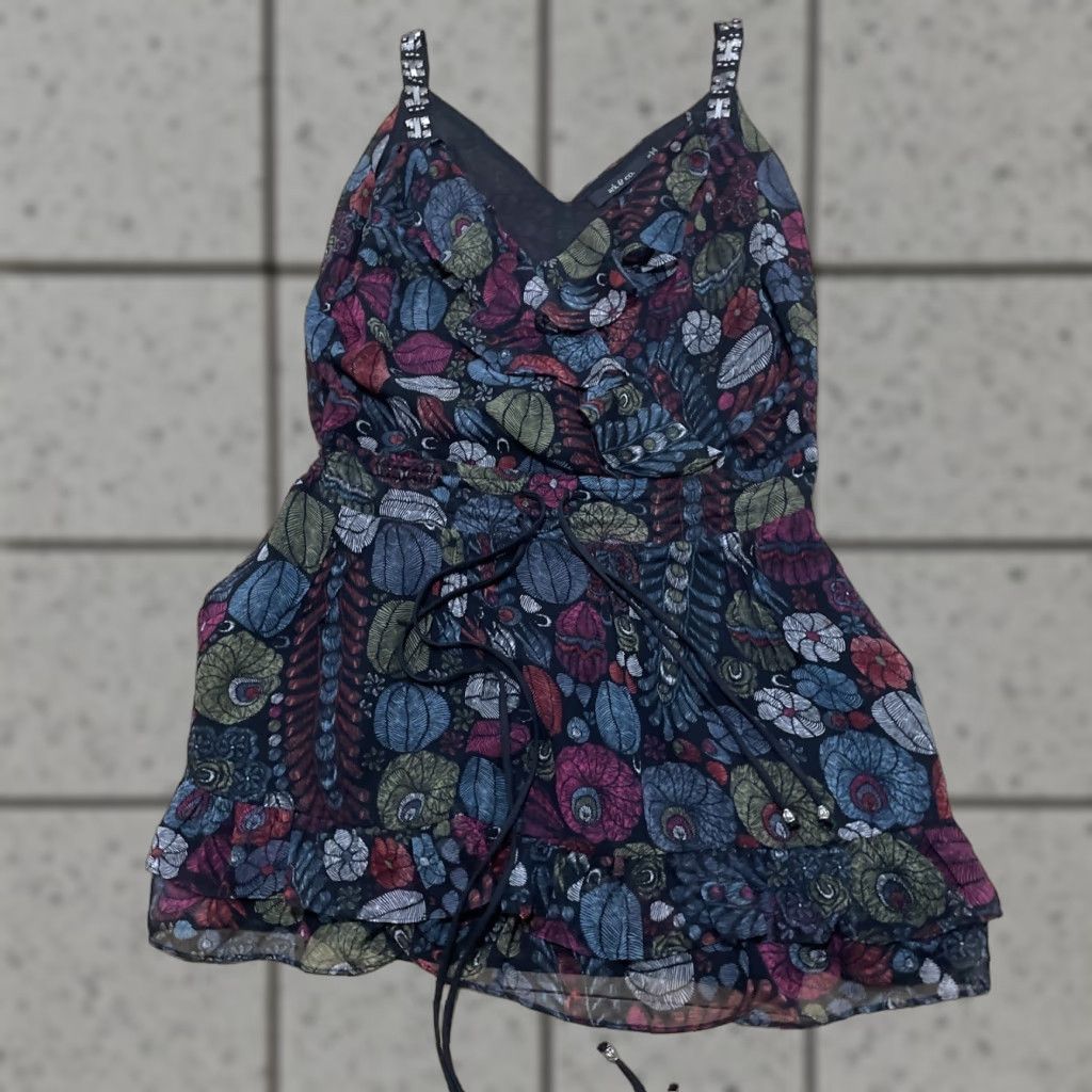 CO VINTAGE: No (skip) Ark & Co Mini Dress Women S y2k Cocktail Fairy Ruffle Floral Whimsy Size S / US 4 / IT 40 - 1 Thumbnail