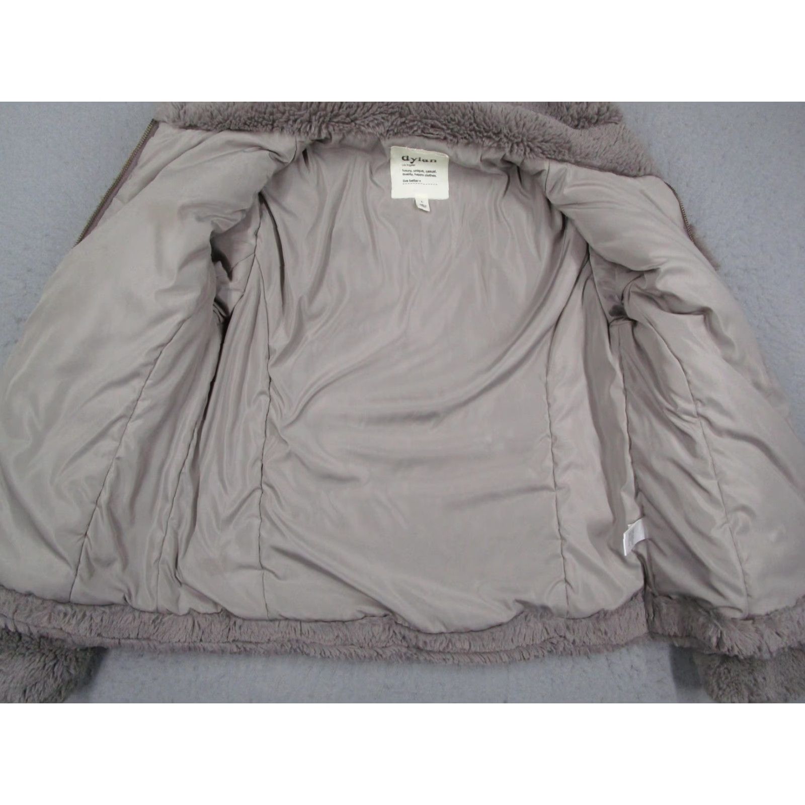 Vintage Dylan Los Angeles Jacket Womens Large Gray Faux Fur YKK Zip Plush Stand Collar Size L / US 10 / IT 46 - 5 Thumbnail