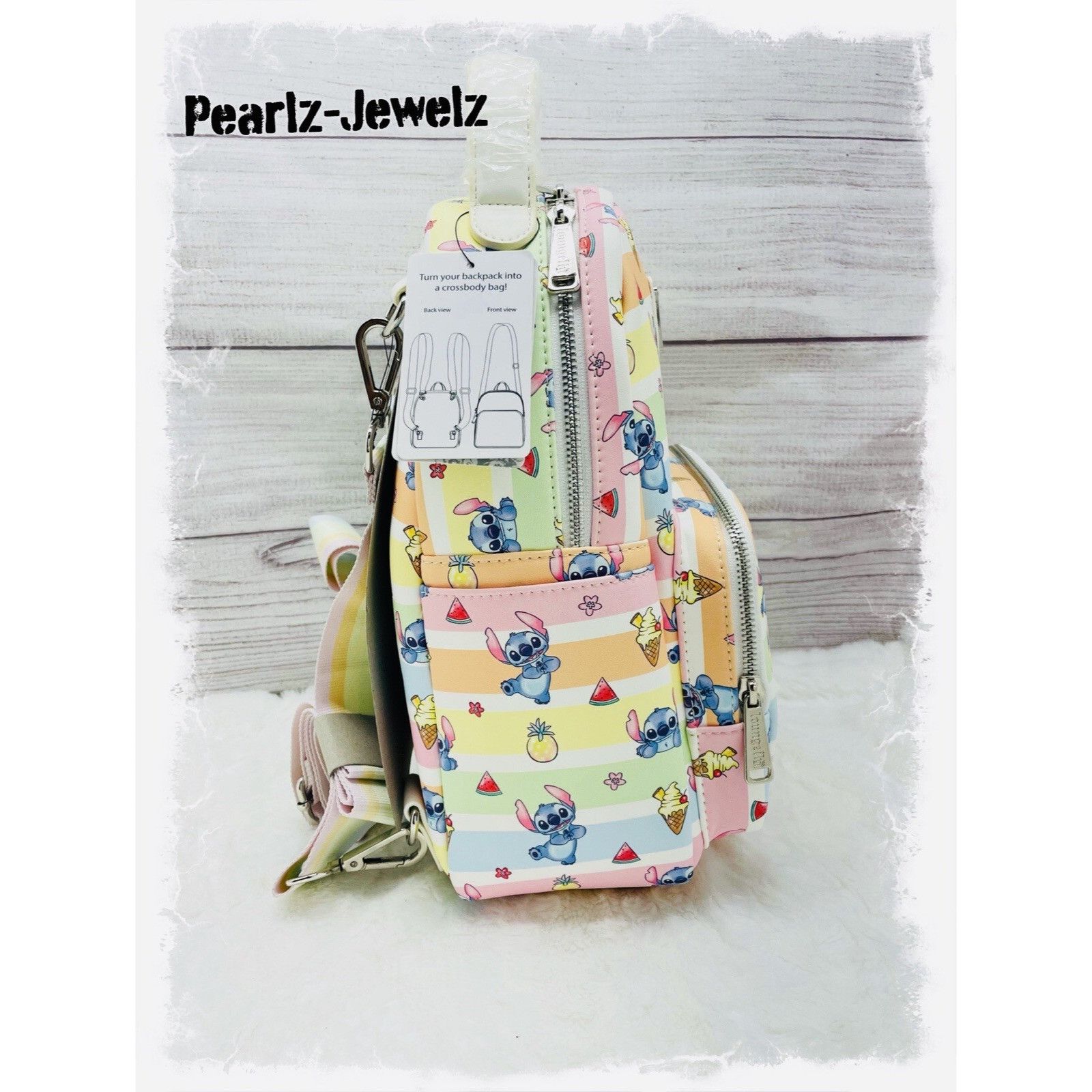 Disney Loungefly Lilo & Stitch Fruits Rainbow Stripes Convertible B Size ONE SIZE - 2 Thumbnail