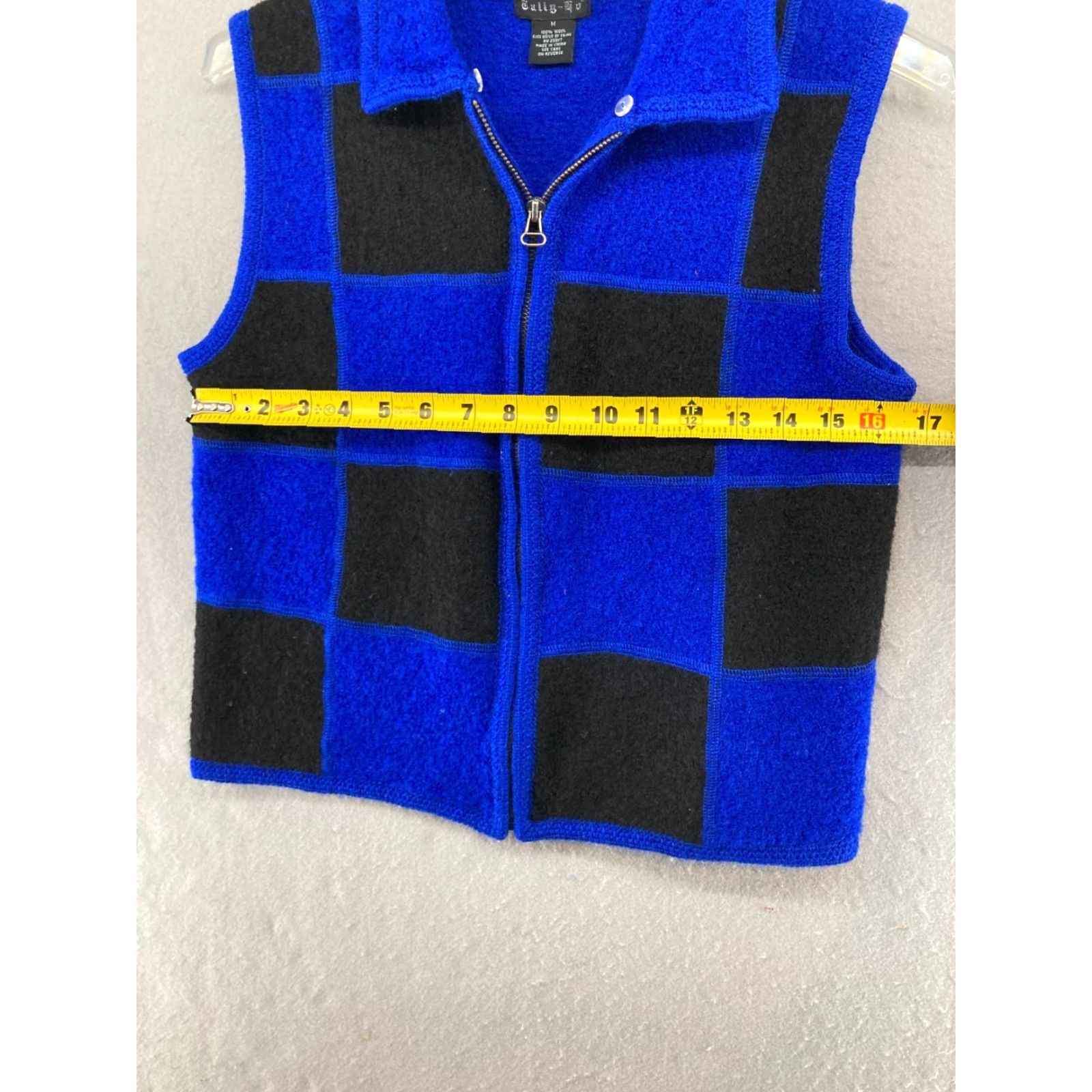 Vintage VINTAGE Tally Ho Vest Shirt Womens Medium Blue Checkered Wool Full Zip 80s Classic Size M / US 6-8 / IT 42-44 - 2 Thumbnail