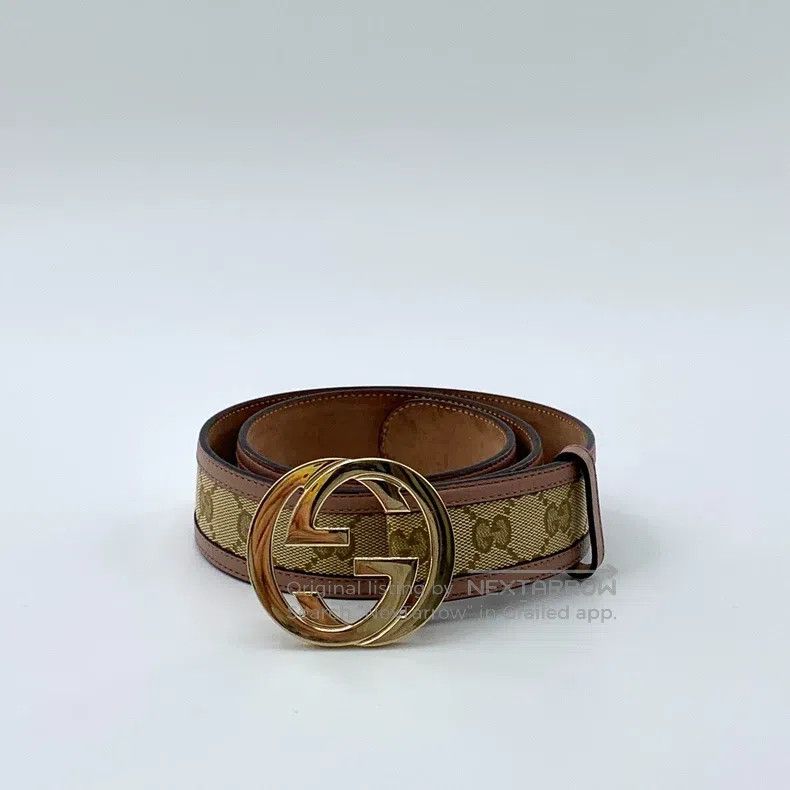 Gucci Gucci Brown logo jacquard double G smooth buckle belt Size ONE SIZE - 2 Thumbnail