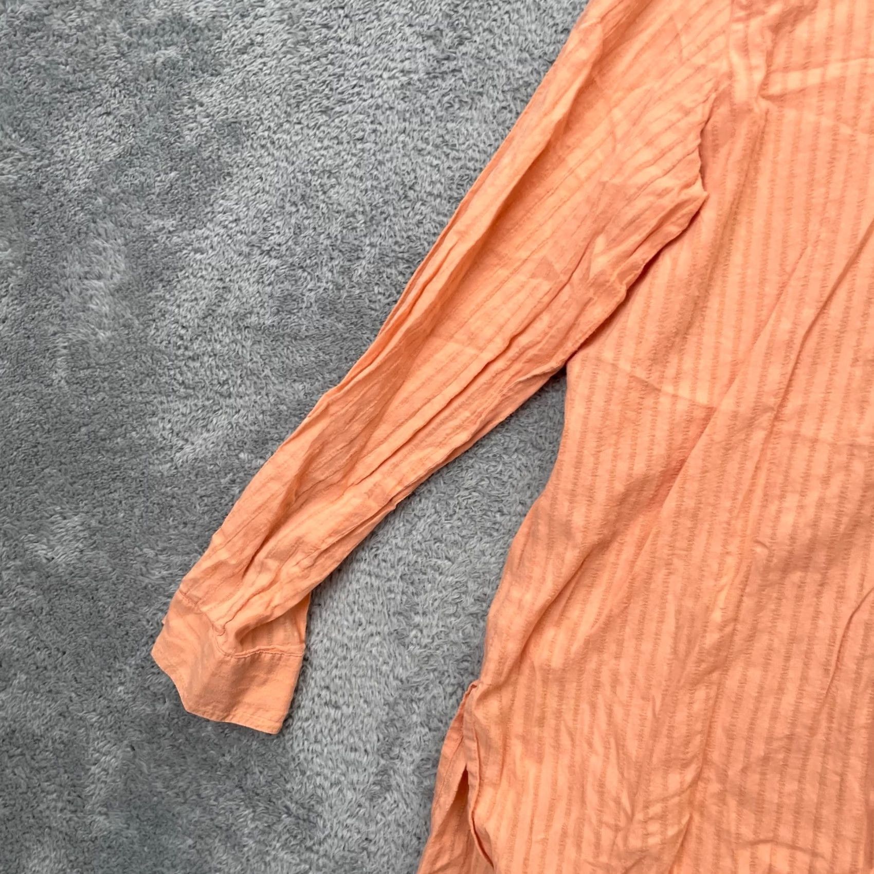 J. Jill J Jill Shirt Womens Medium Orange Striped Cotton Mandarin Collar Side Slits Size M / US 6-8 / IT 42-44 - 6 Thumbnail