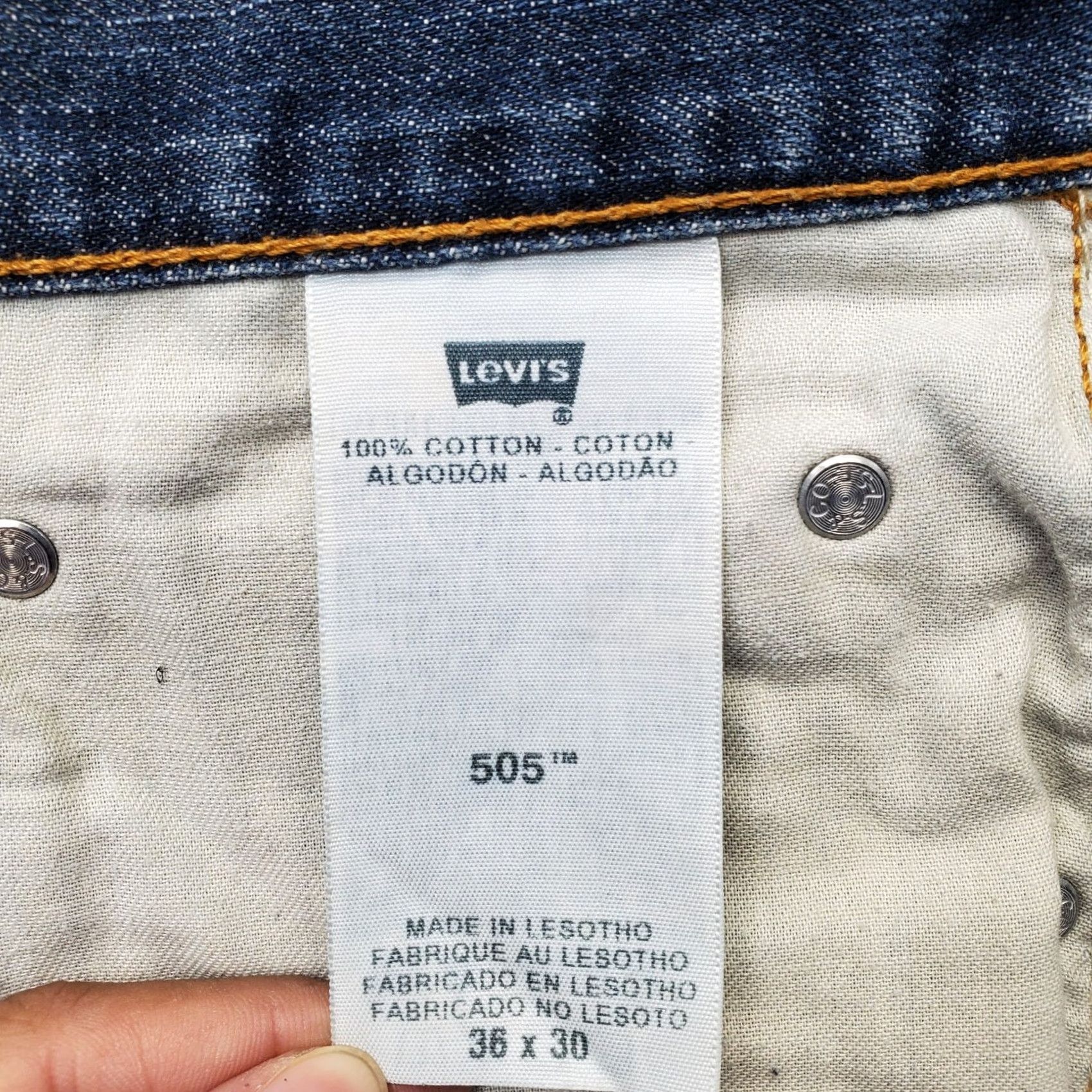 Levi's Levi's 505 Straight Leg Jeans Mens 36x30 Blue Denim Whiskered Double-Stitch Jeans Size US 36 / EU 52 - 7 Thumbnail