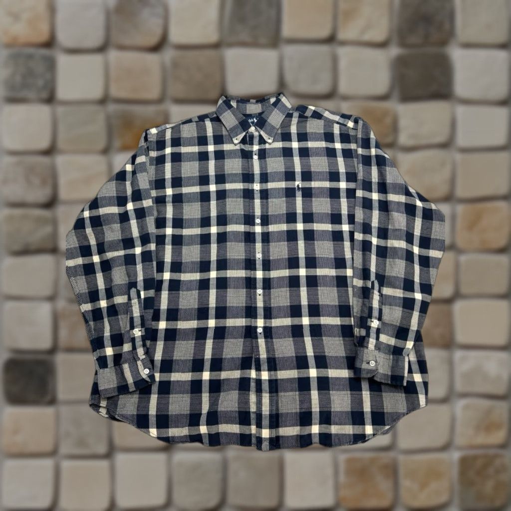 Ralph Lauren Ralph Lauren Blake Shirt Mens XL Blue Houndstooth Plaid Flannel Pony Button Down Size US XL / EU 56 / 4 - 1 Thumbnail