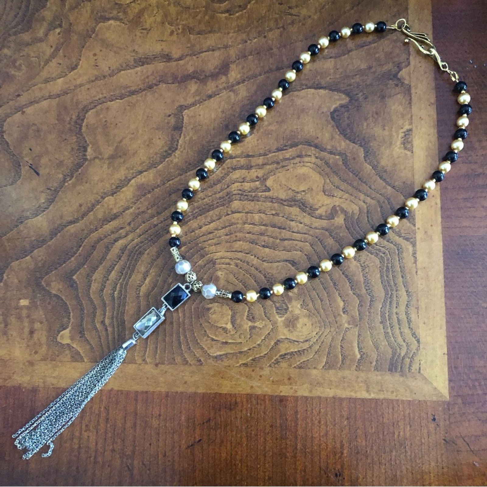 Handmade Handcrafted repurpose chain fringe Pearl necklace Size ONE SIZE - 9 Thumbnail
