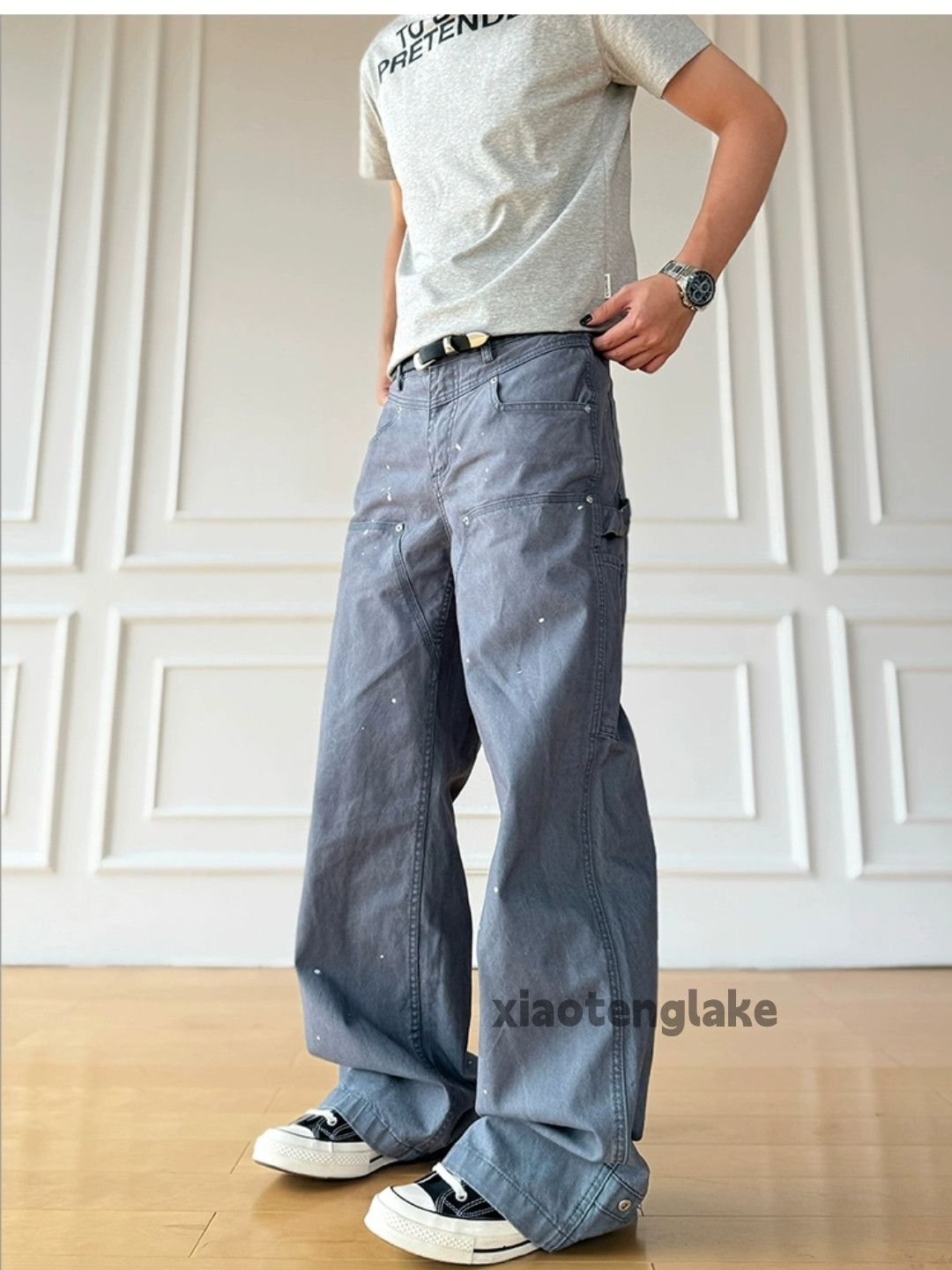 xtl retro loose baggy skate carpenter work paint pants