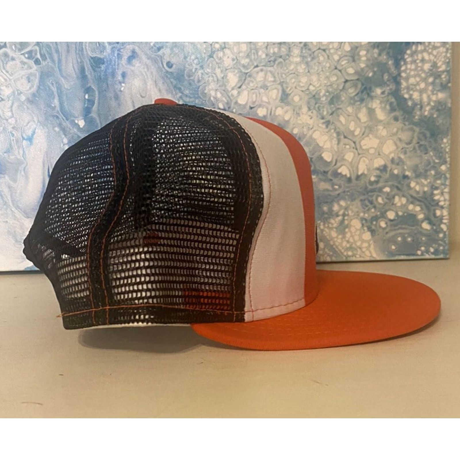 Brandblack VINTAGE Lucky Stripes “N” Snapback Hat Orange Black Adjustable Cap Trucker Mens Womens Boys Girls Size ONE SIZE - 3 Thumbnail