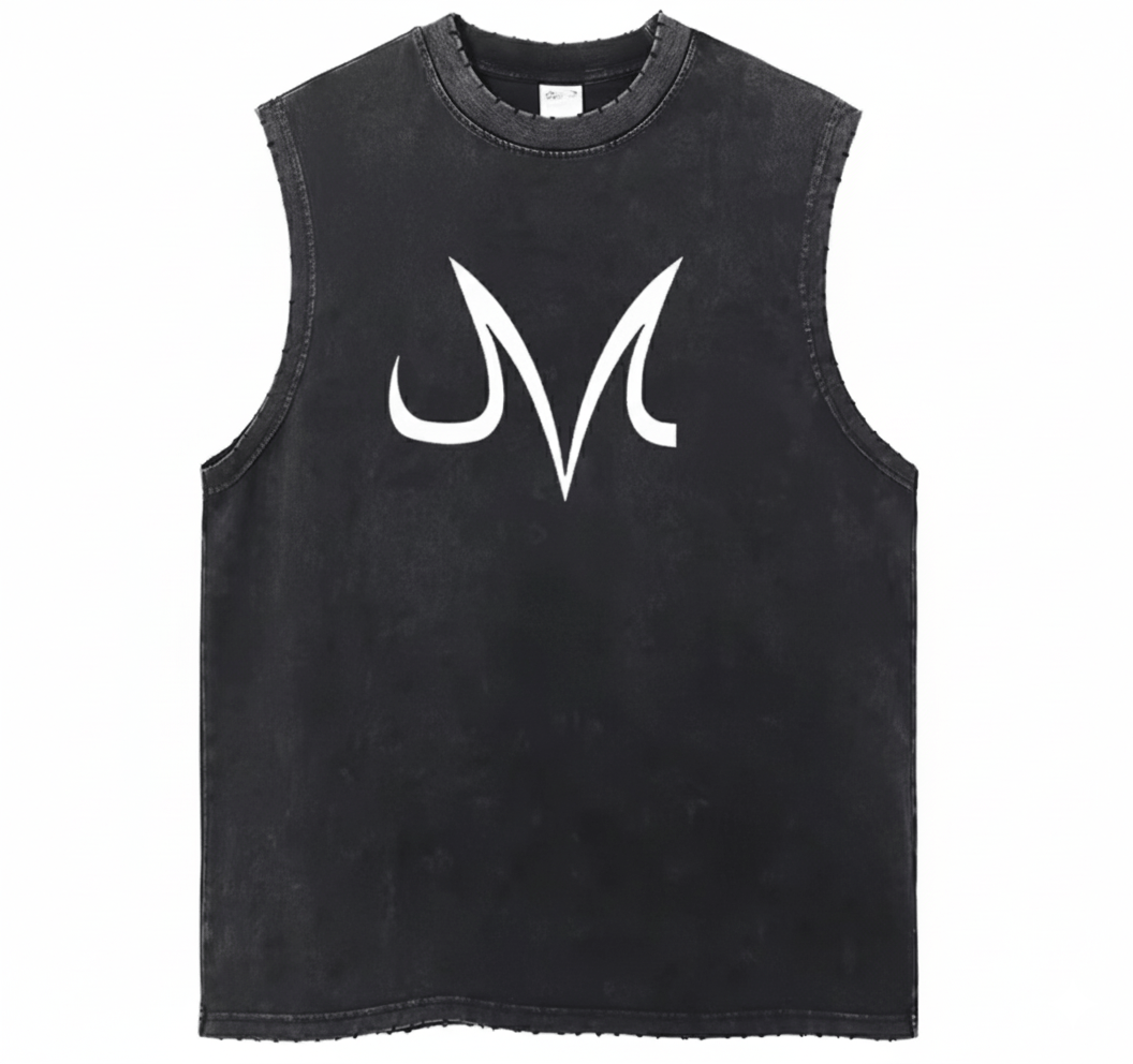 Y2K Anime Dragon M Letter Ball Washed Tank Top T-Shirt