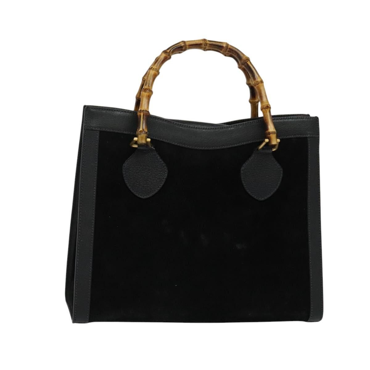 Gucci GUCCI Bamboo Hand Bag Suede Black Gold 002 1095 002 1095 Size ONE SIZE - 1 Thumbnail