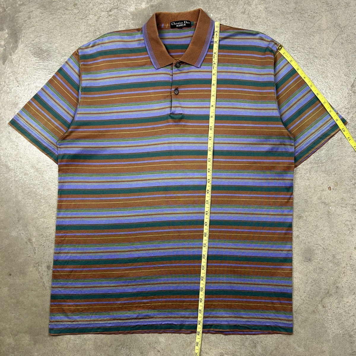 Christian Dior Monsieur × Vintage 1990s Christian Dior Monsieur - Striped Polo Size US L / EU 52-54 / 3 - 13 Thumbnail
