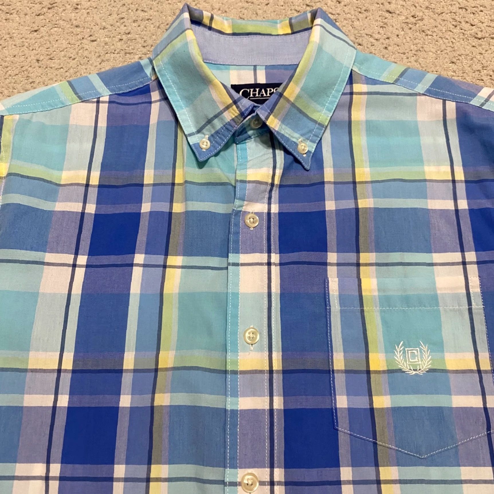 Chaps Chaps Shirt Mens M Multicolor Plaid Short Sleeve Button-Down Nike Size US M / EU 48-50 / 2 - 6 Thumbnail