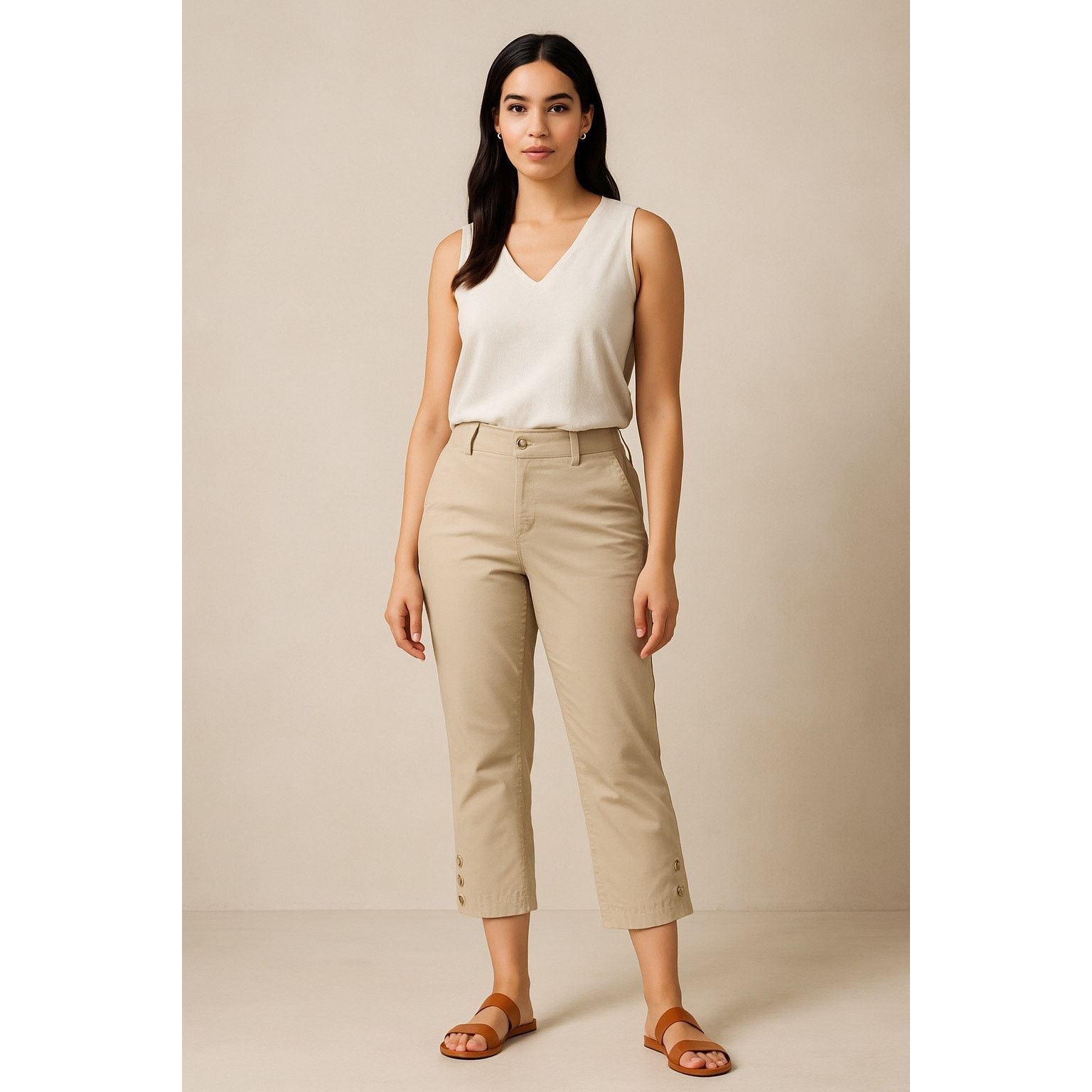 Other Charter Club Classic Fit Beige Cropped Pants 16 Cotton Size 38" / US 16 / IT 52 - 1 Thumbnail