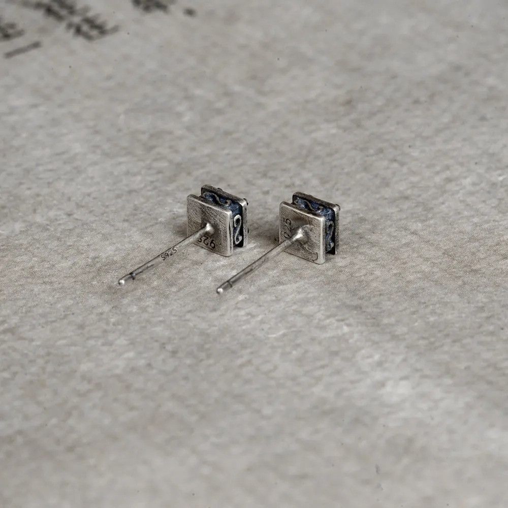 Jewelry Square Four Zircon Stud Earring 925 Sterling Silver Ear Gift Size ONE SIZE - 6 Thumbnail