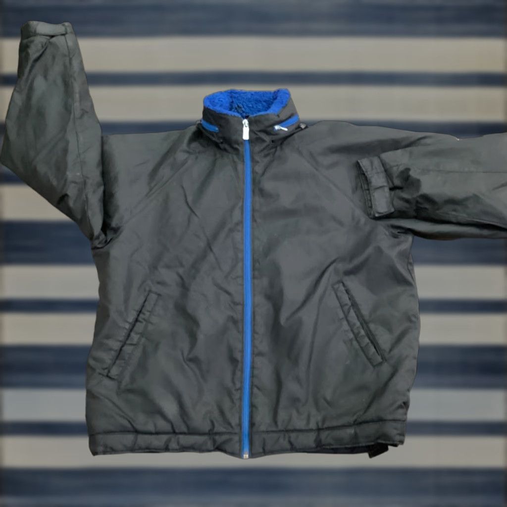 Nike VINTAGE Nike Jacket Men M Black Winter Nylon Packable Hood Fleece Lined Deep Pile Blue Accents Full Zip Pockets Adjustable Wrists Size US M / EU 48-50 / 2 - 1 Thumbnail