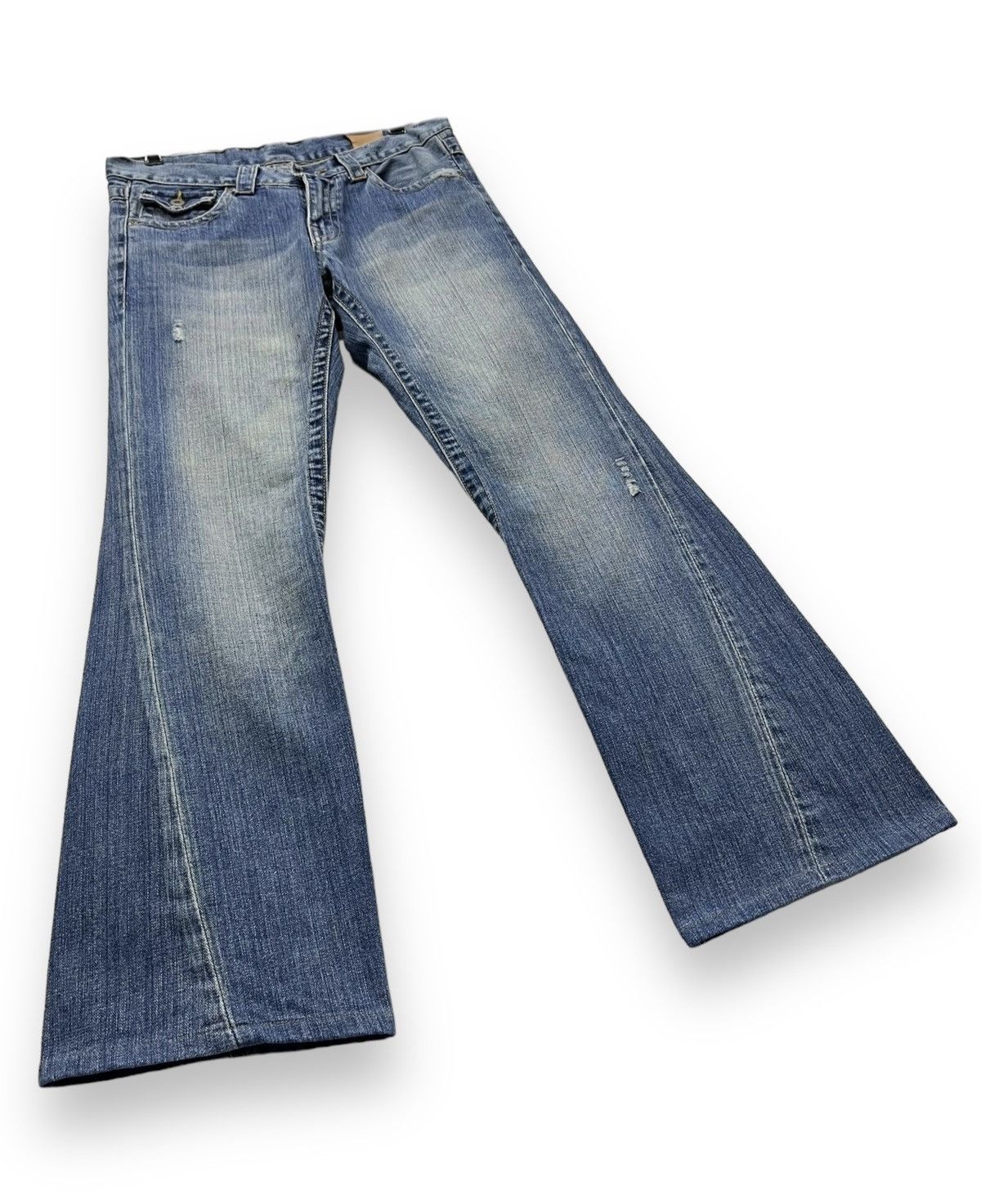 JUN MEN 🔥FYE🔥Vintage JUN MEN FADE OUT BLUE FLARE Jeans Size US 31 - 6 Thumbnail