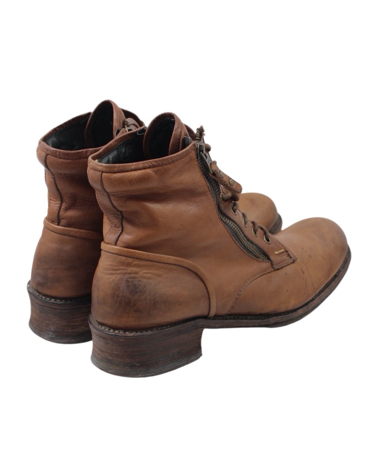 2000S ALFREDOBANNISTER DOUBLE SIDE-ZIP LEATHER BOOTS